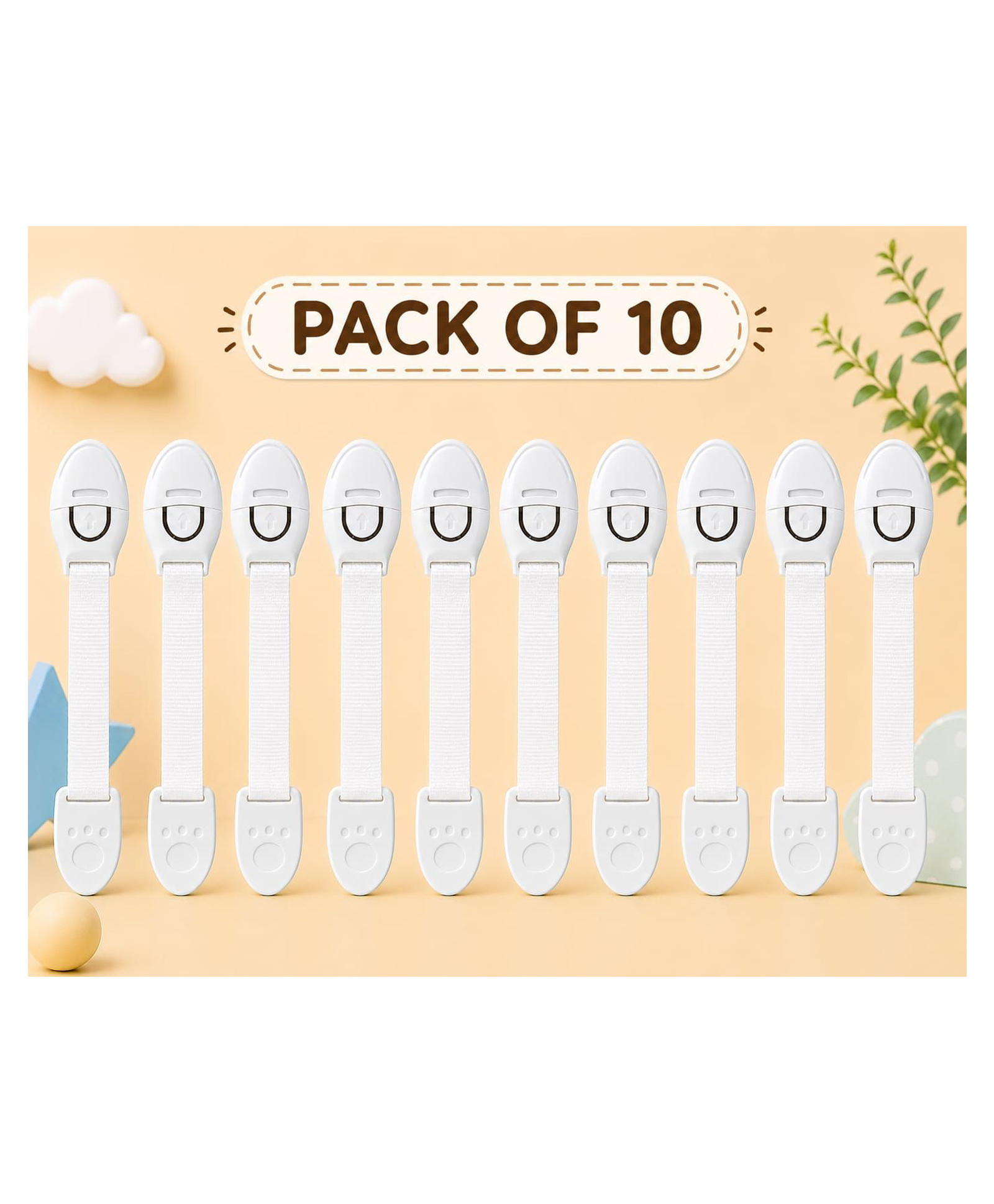 Kritiu Multipurpose Safety Child Proof Cabinet & Drawer Locks Set of 10 - White-picture-12