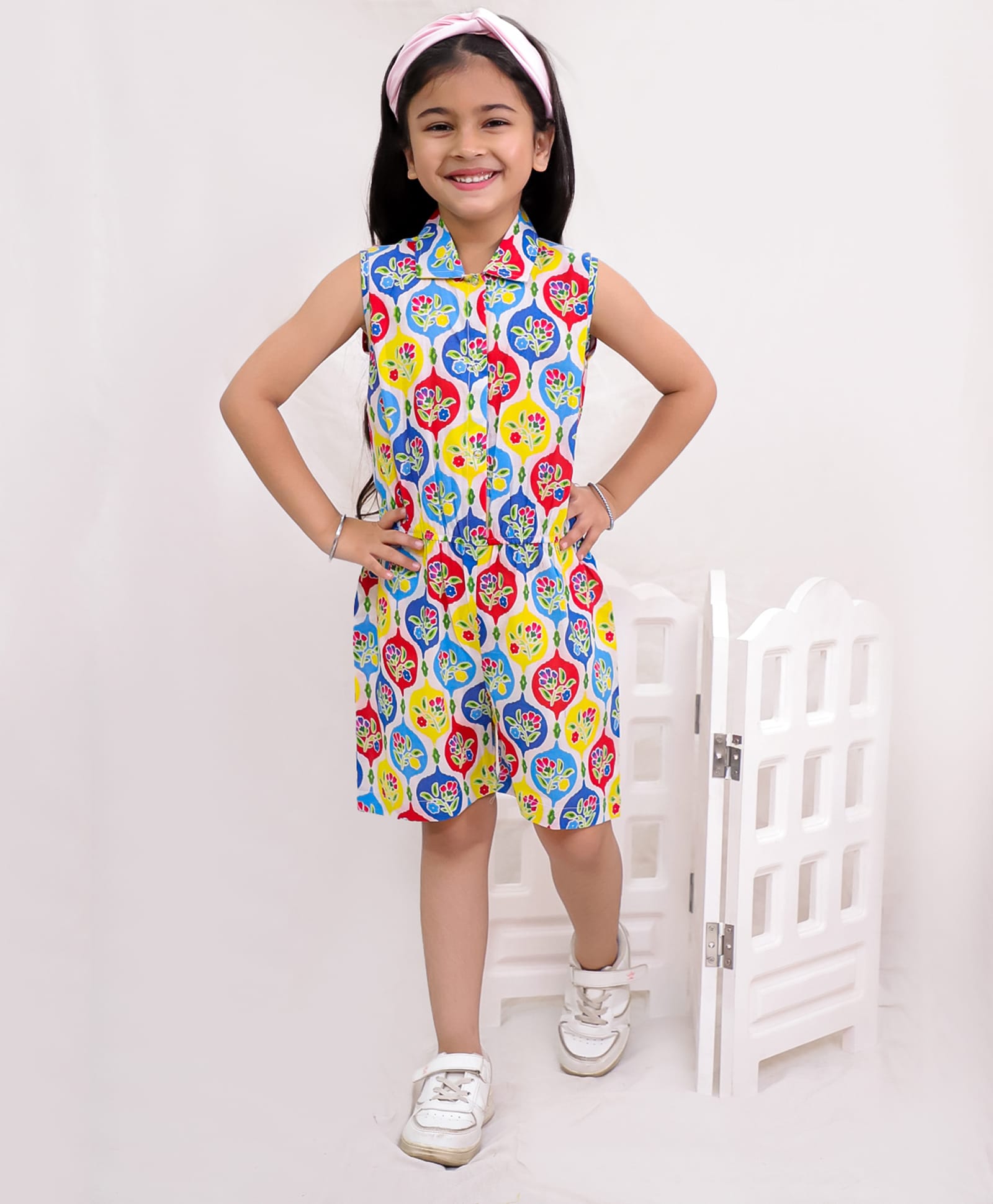 Titrit Cotton Woven Sleeveless Floral Printed Jumpsuit - Multi Colour-picture-27