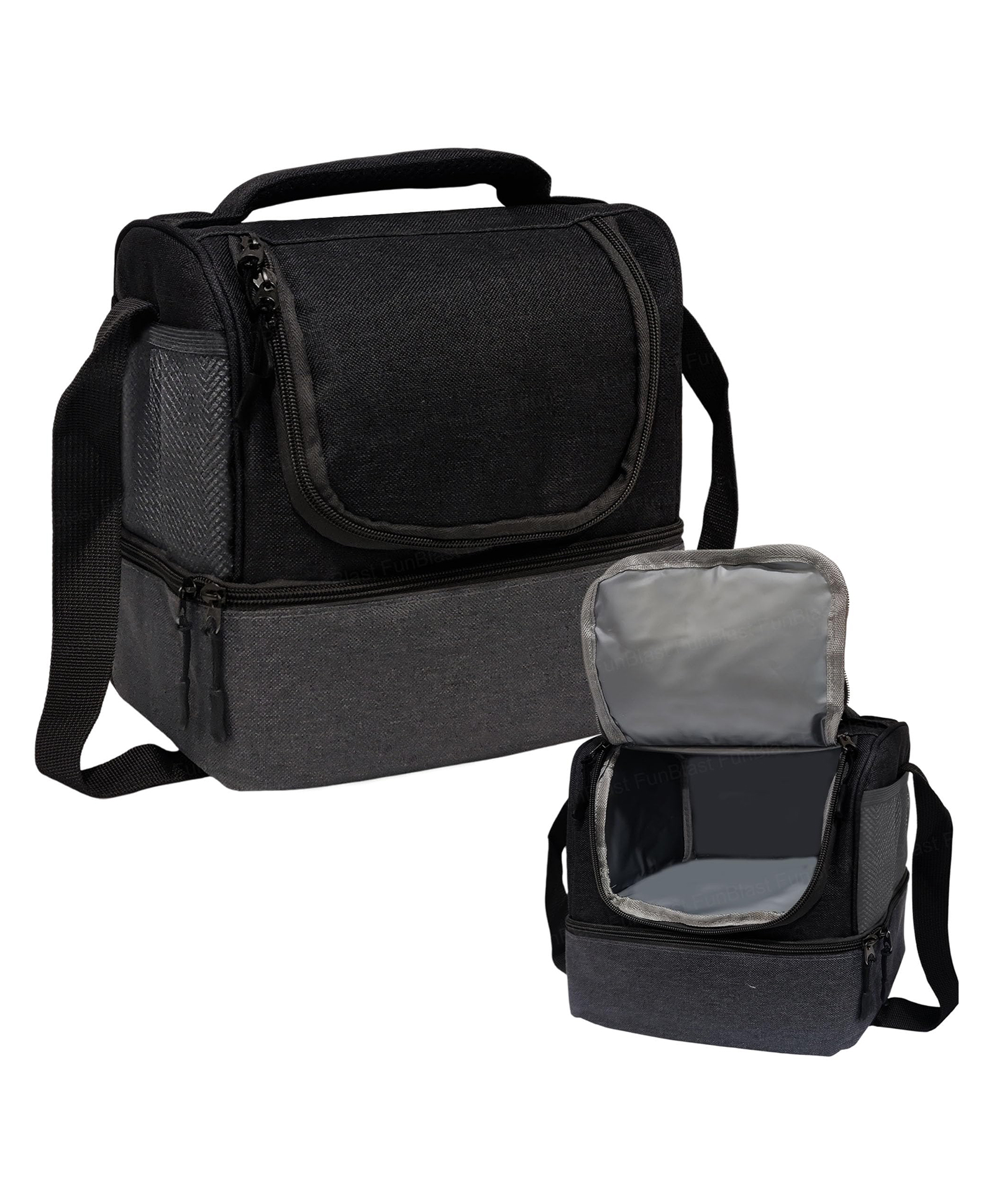 FunBlast Lunch Bag with Adjustable Shoulder Strap & Handle for Women & Men - (Black)-image-6