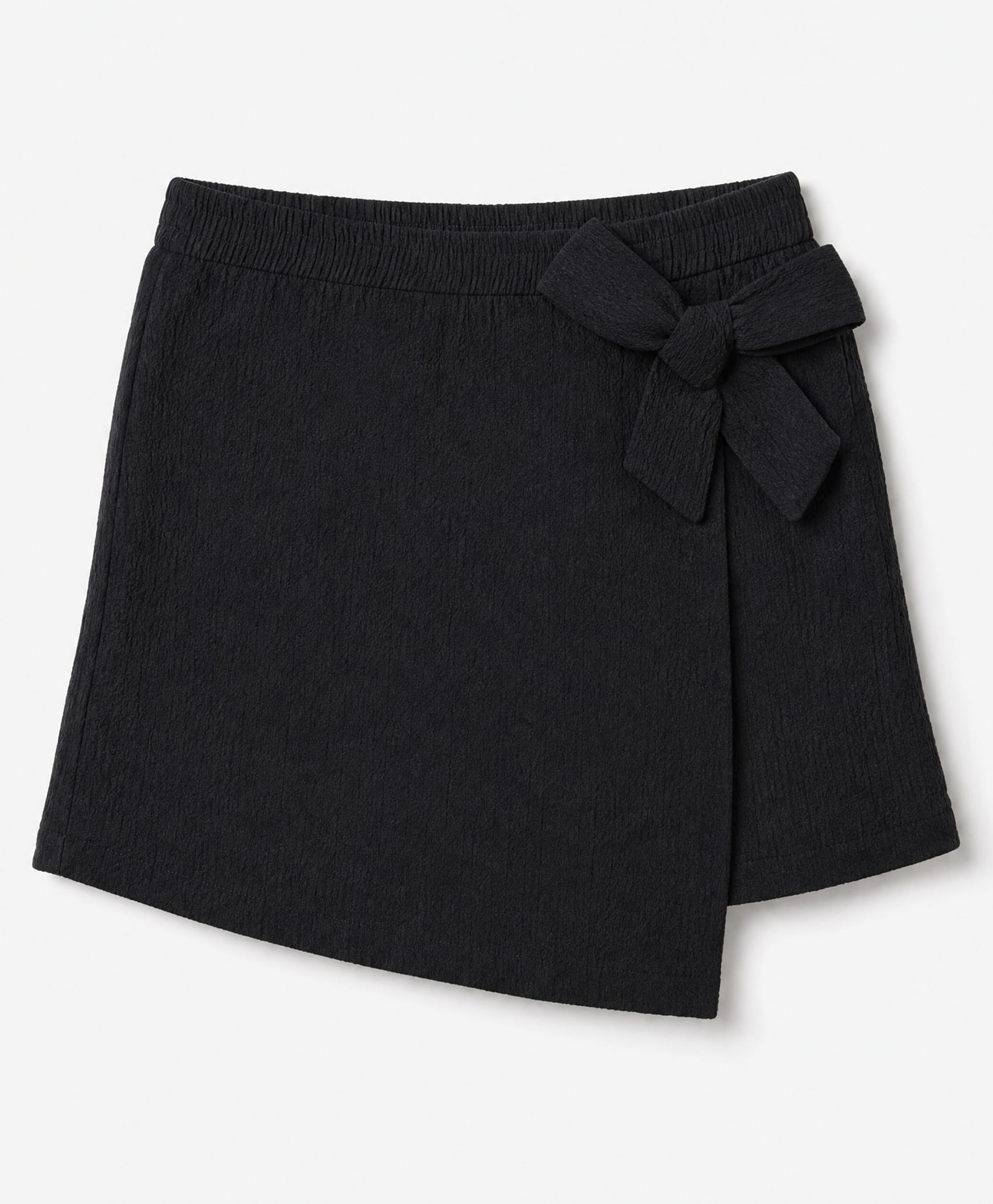 Kookie Kids India Woven Solid Skort With Bow Applique - Black-picture-25