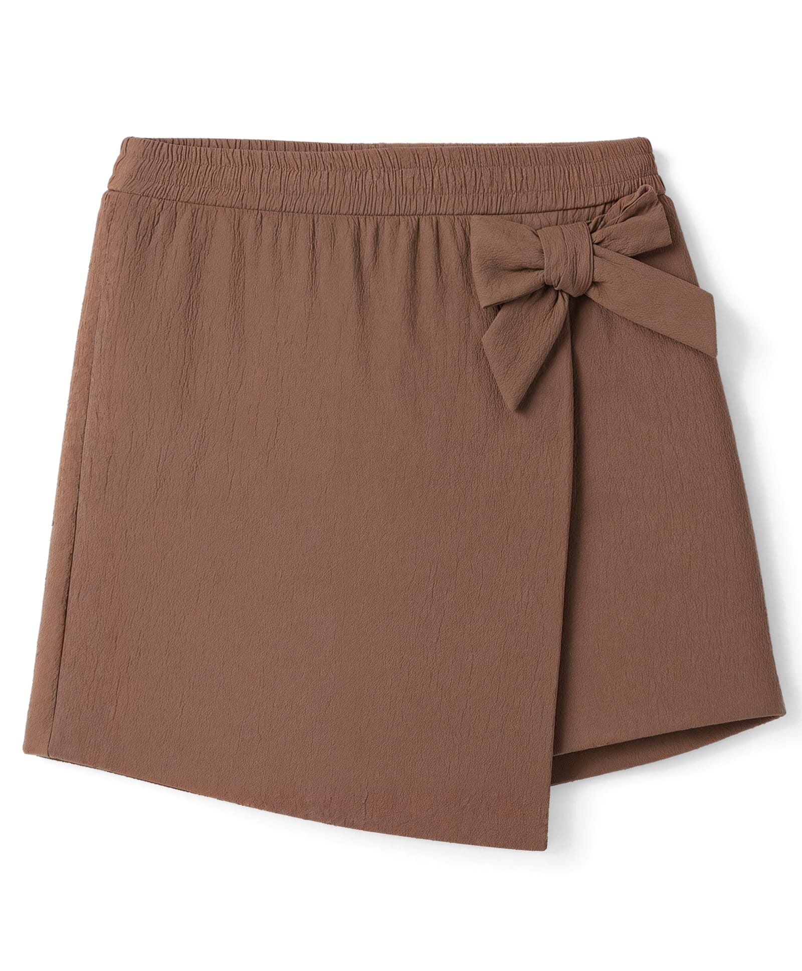 Kookie Kids Woven Solid Skort With Bow Applique - Dark Brown-image-23