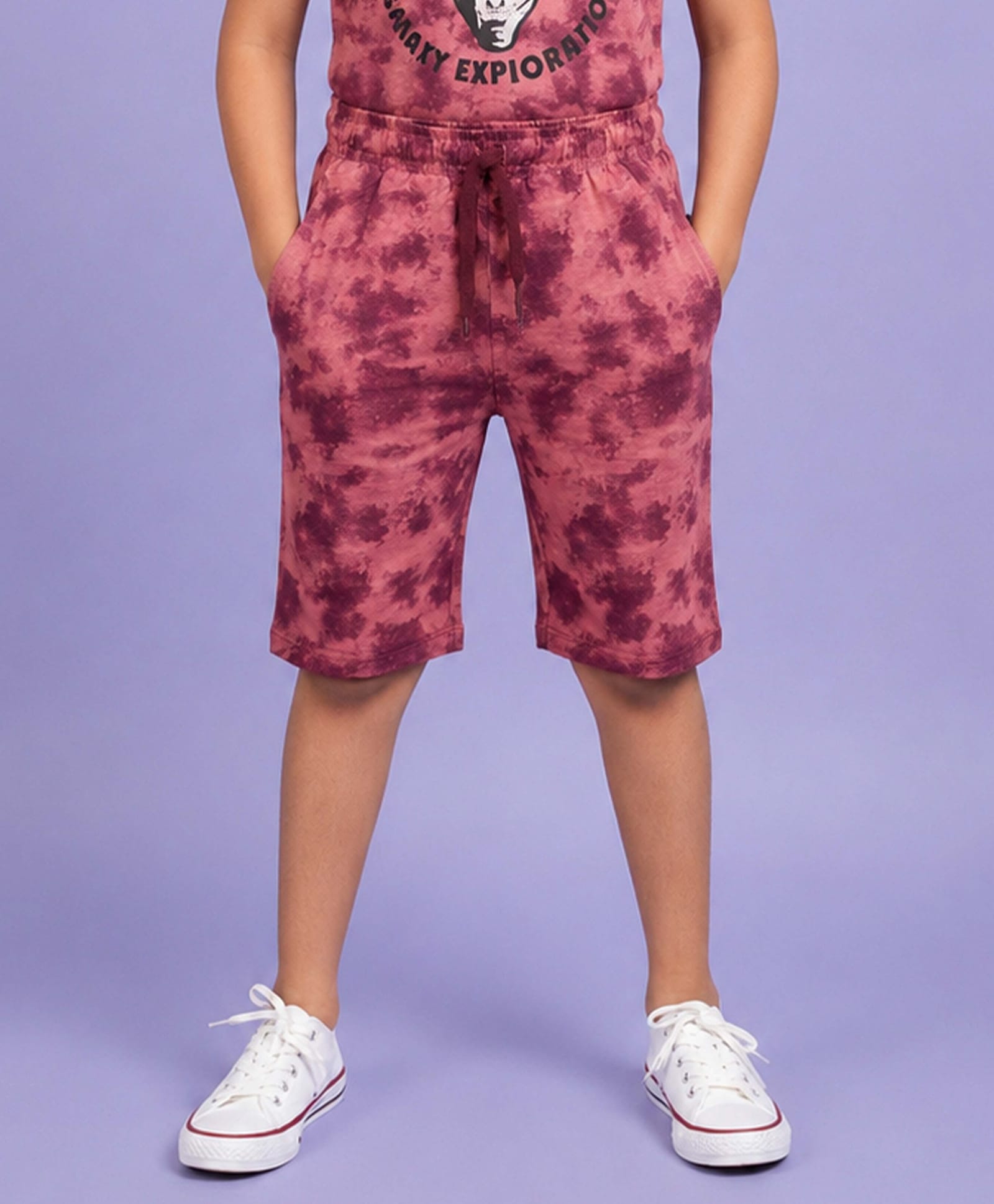 Kiddopanti Cotton Knit Tie Dye Shorts - Light Coral-picture-23