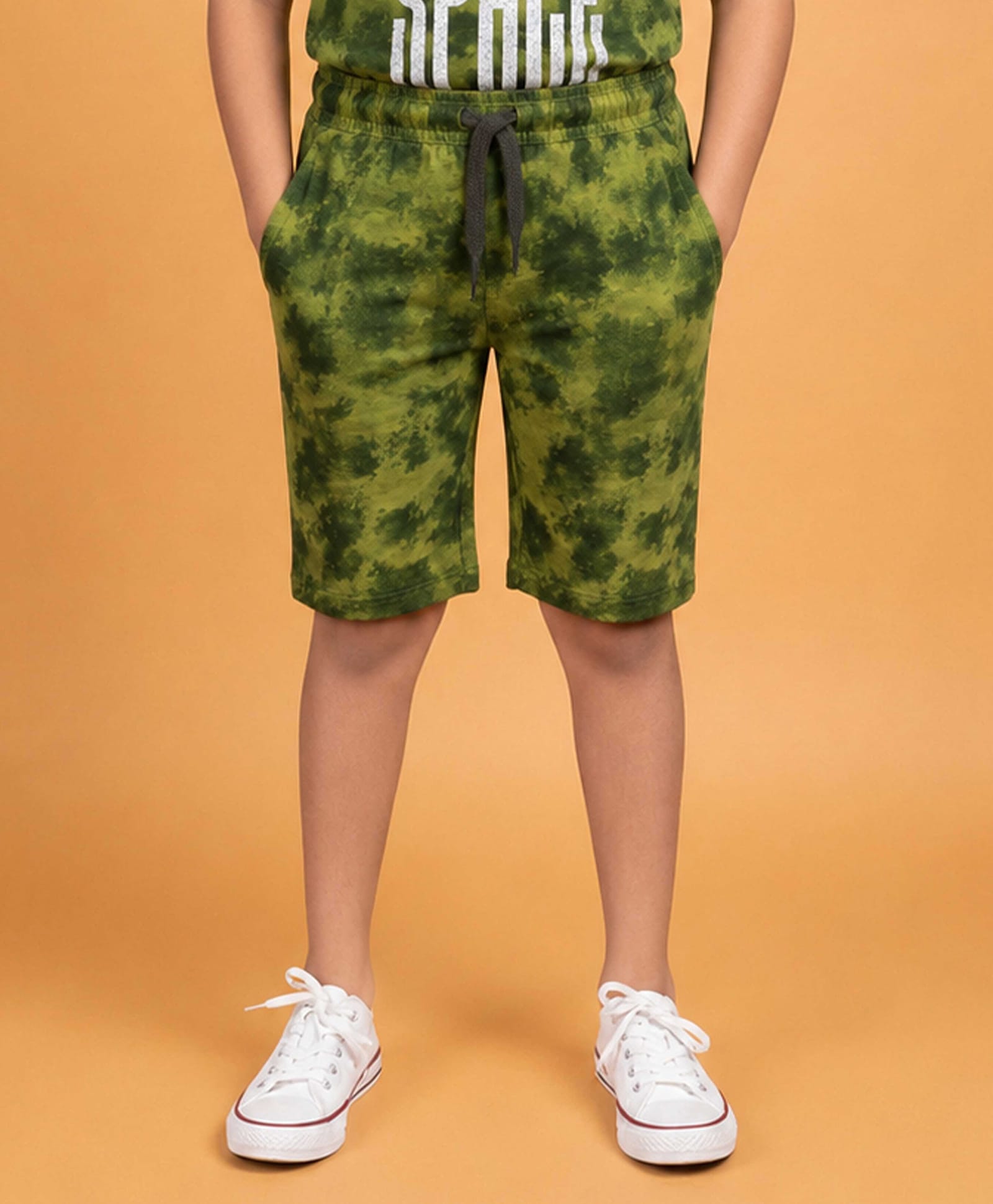 Kiddopanti Cotton Knit Tie Dye Shorts - Lime Green-picture-24