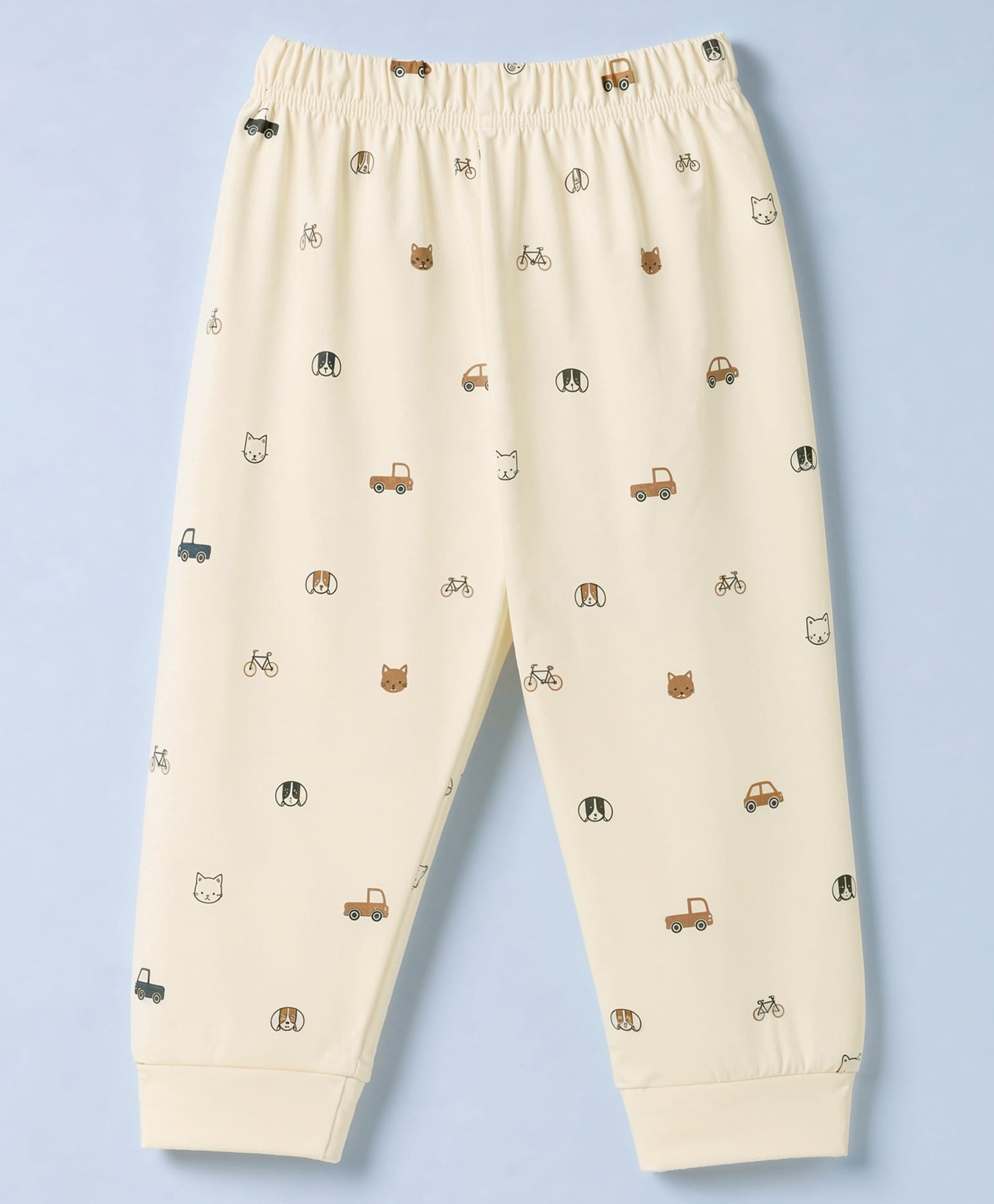 Ollypop Sinker Knit Lounge Pants With Car Print - Cream-image-47