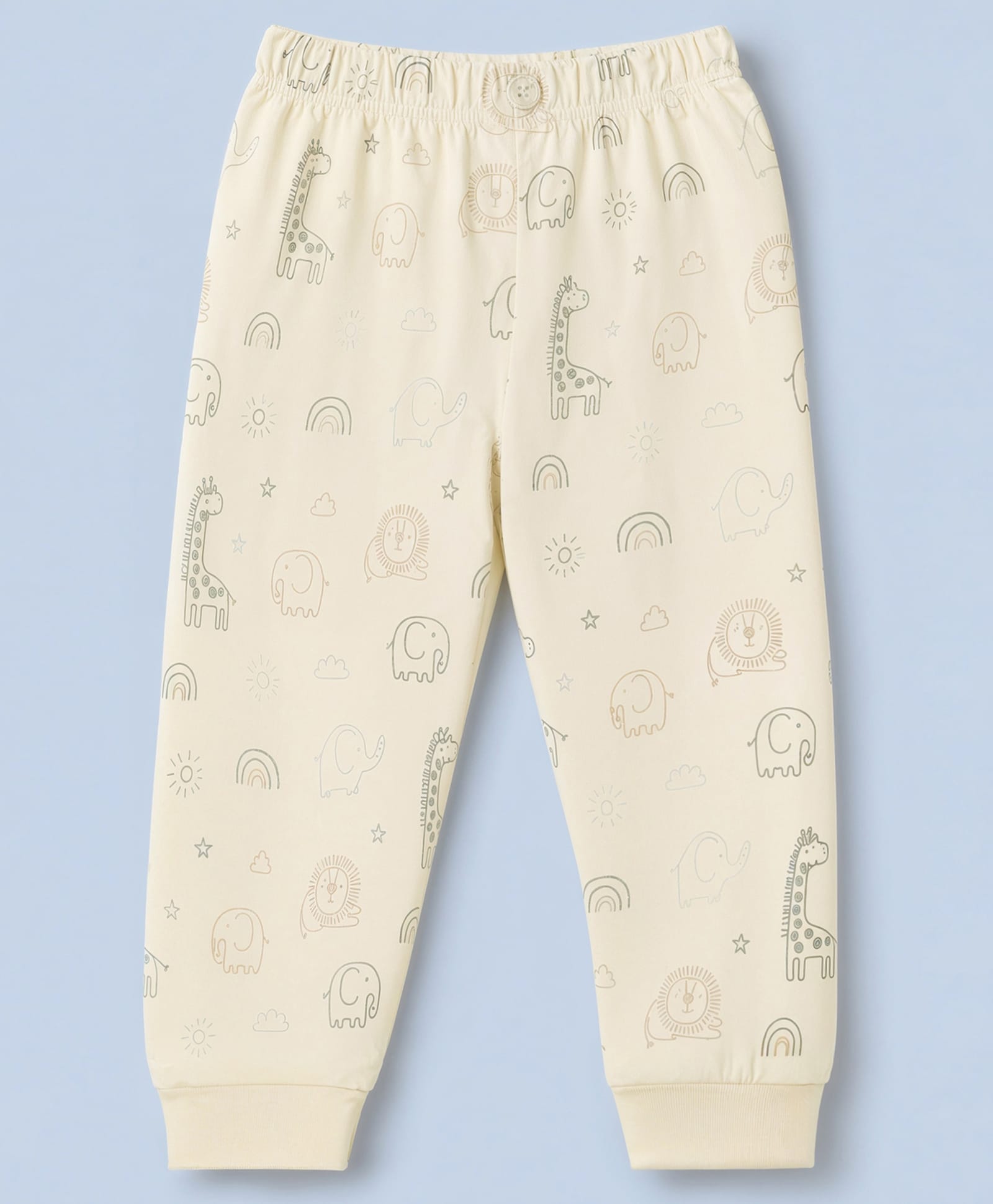 Ollypop Sinker Knit Lounge Pants With Rainbow & Animal Print - Cream-image-44
