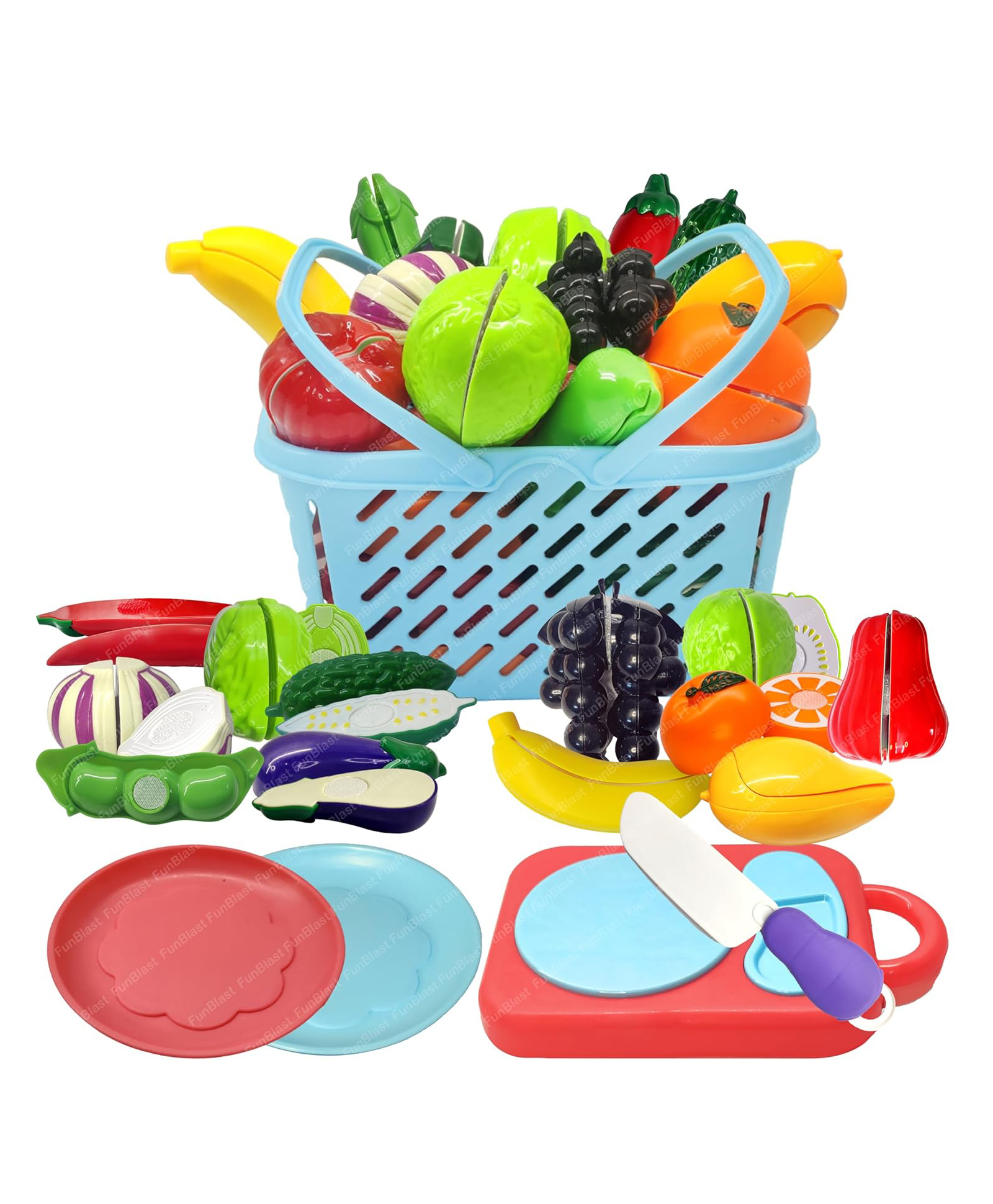 FunBlast Realistic Cutting Fruits and Vegetables Play Set Toys 16 Pcs-picture-1