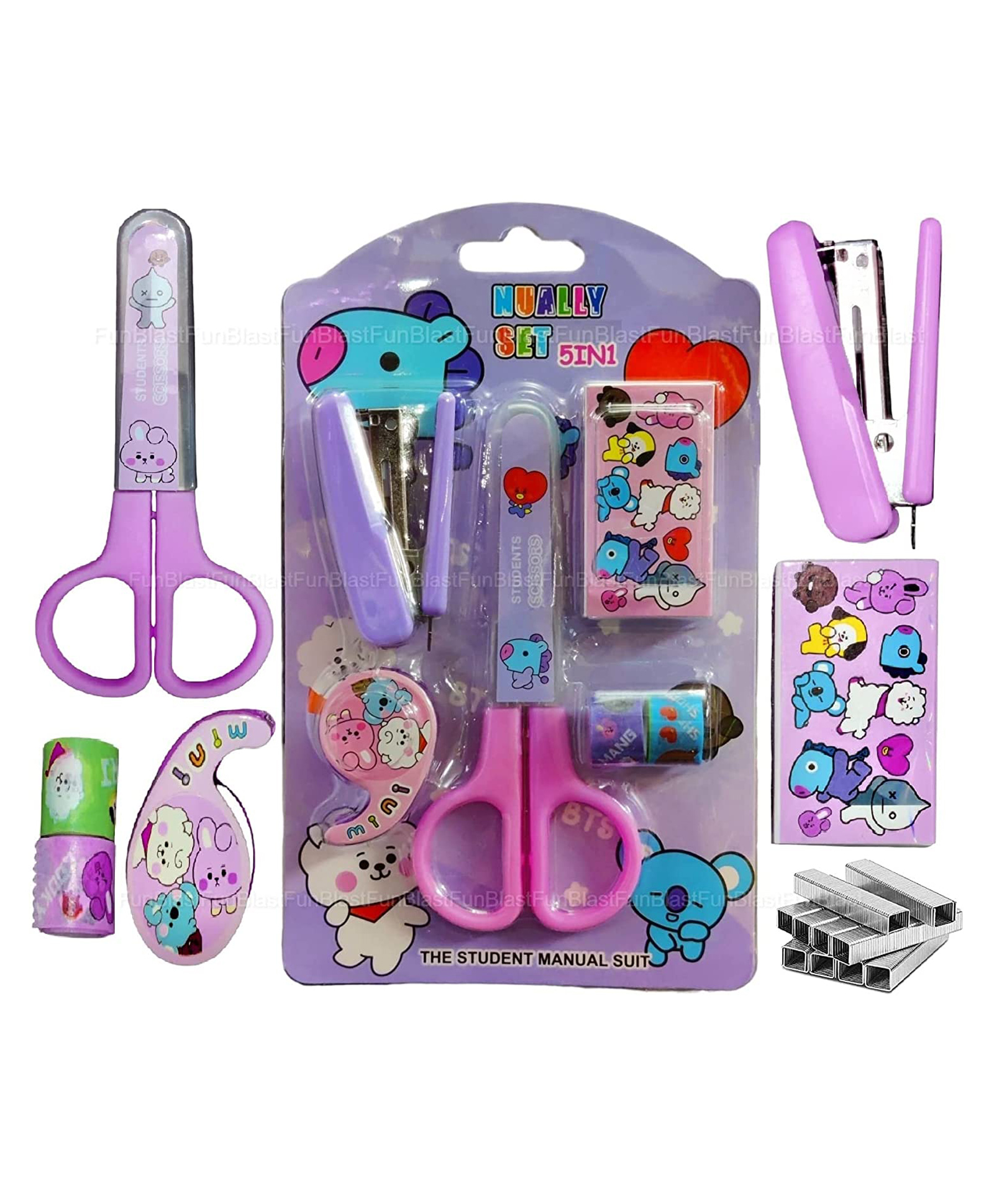 FunBlast Cartoon Stationery Set For Kids - Purple-picture-32