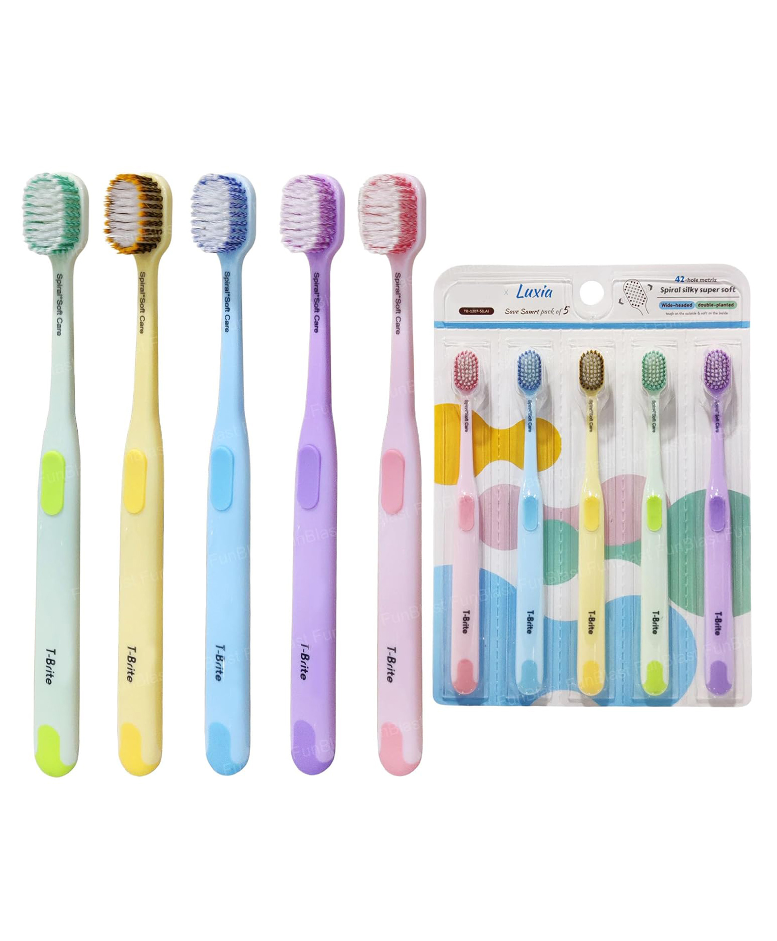 FunBlast Spiral Silky Soft Bristles Tooth Brush Set Purple & Blue-picture-22