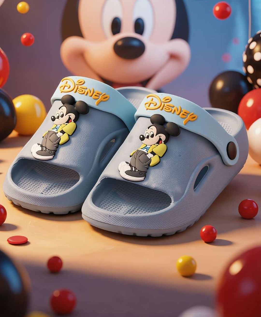 Yellow Bee Disney Featuring Mickey Mouse Applique Detailed Slingback Sandals - Blue-picture-38