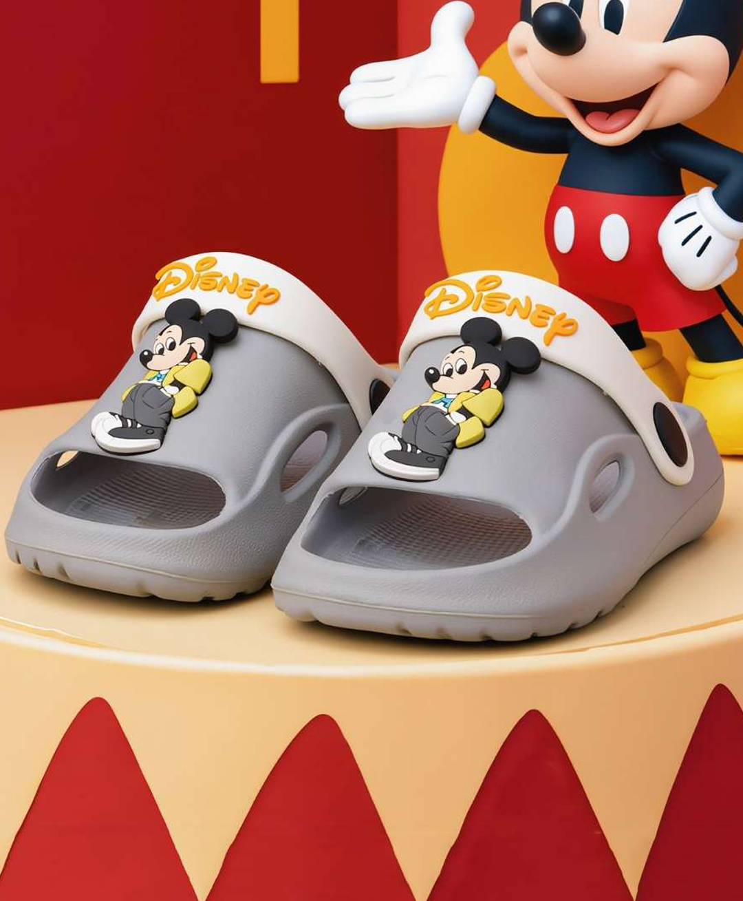 Yellow Bee Disney Featuring Mickey Mouse Applique Detailed Slingback Sandals - Grey-picture-15