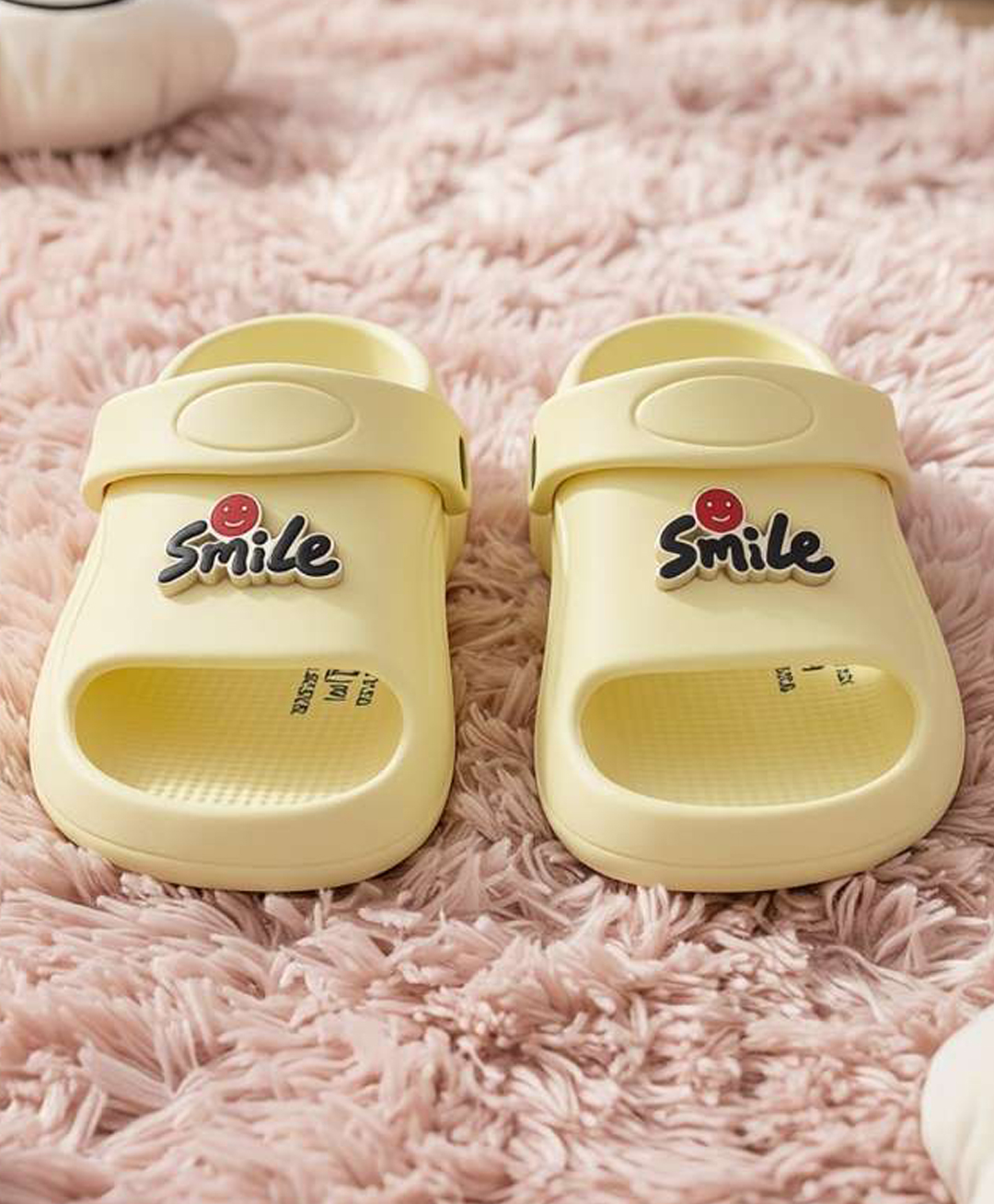 Yellow Bee Smile Text Applique Detailed Slingback Sandals - Yellow-picture-25