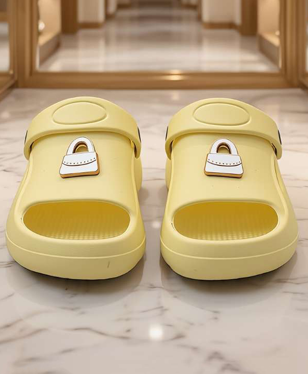 Yellow Bee Handbag Applique Detailed Slingback Sandals - Yellow-image-23