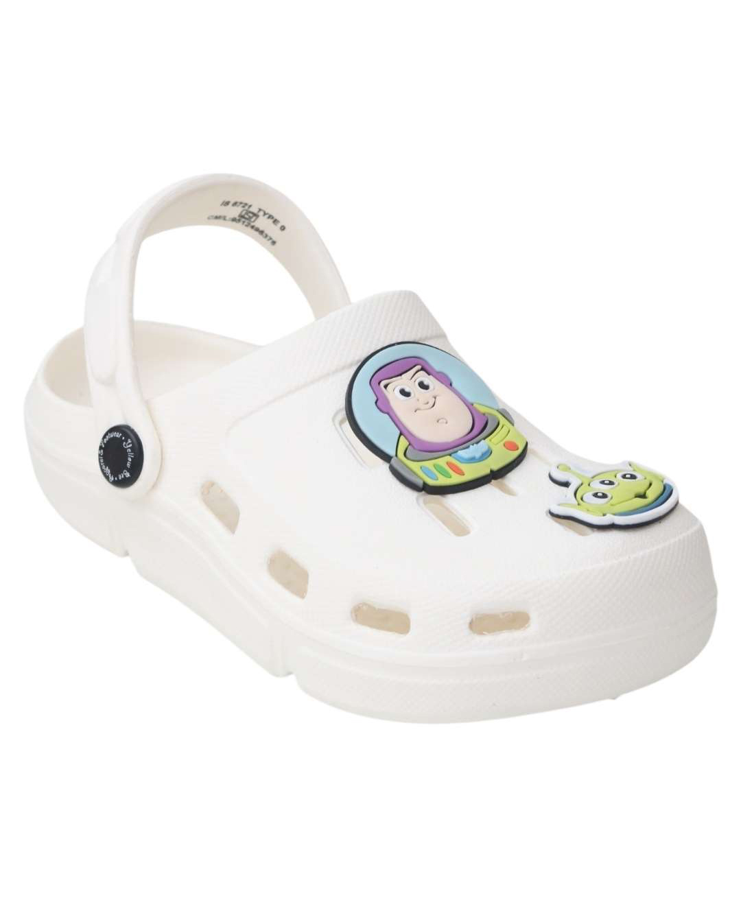 Yellow Bee Disney Pixar Featuring Buzz & Alien Applique Detailed Perforated Slingback Clogs - White-picture-11