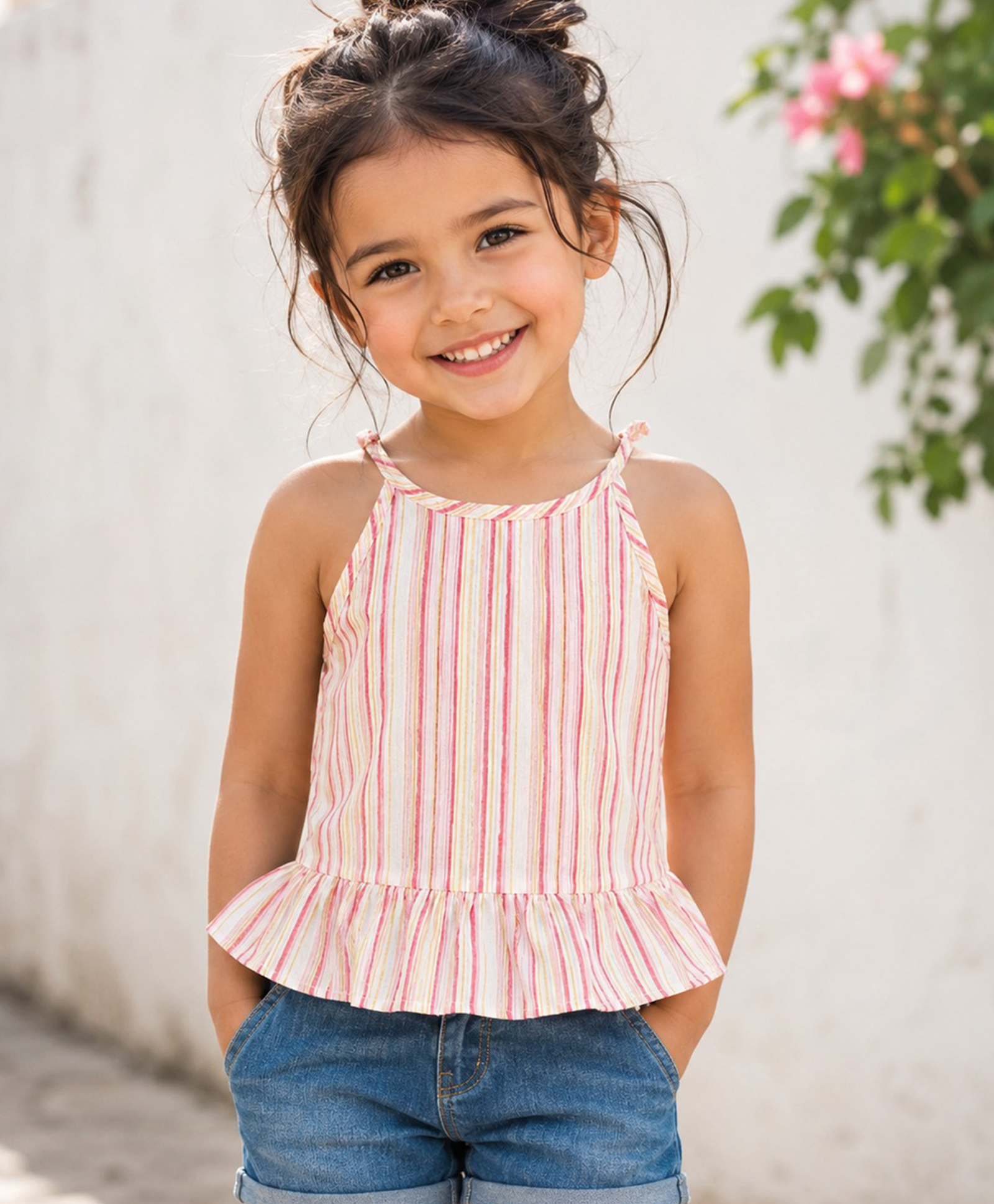 The Magic Wand Cotton Woven Sleeveless Striped Top - Pink-picture-13