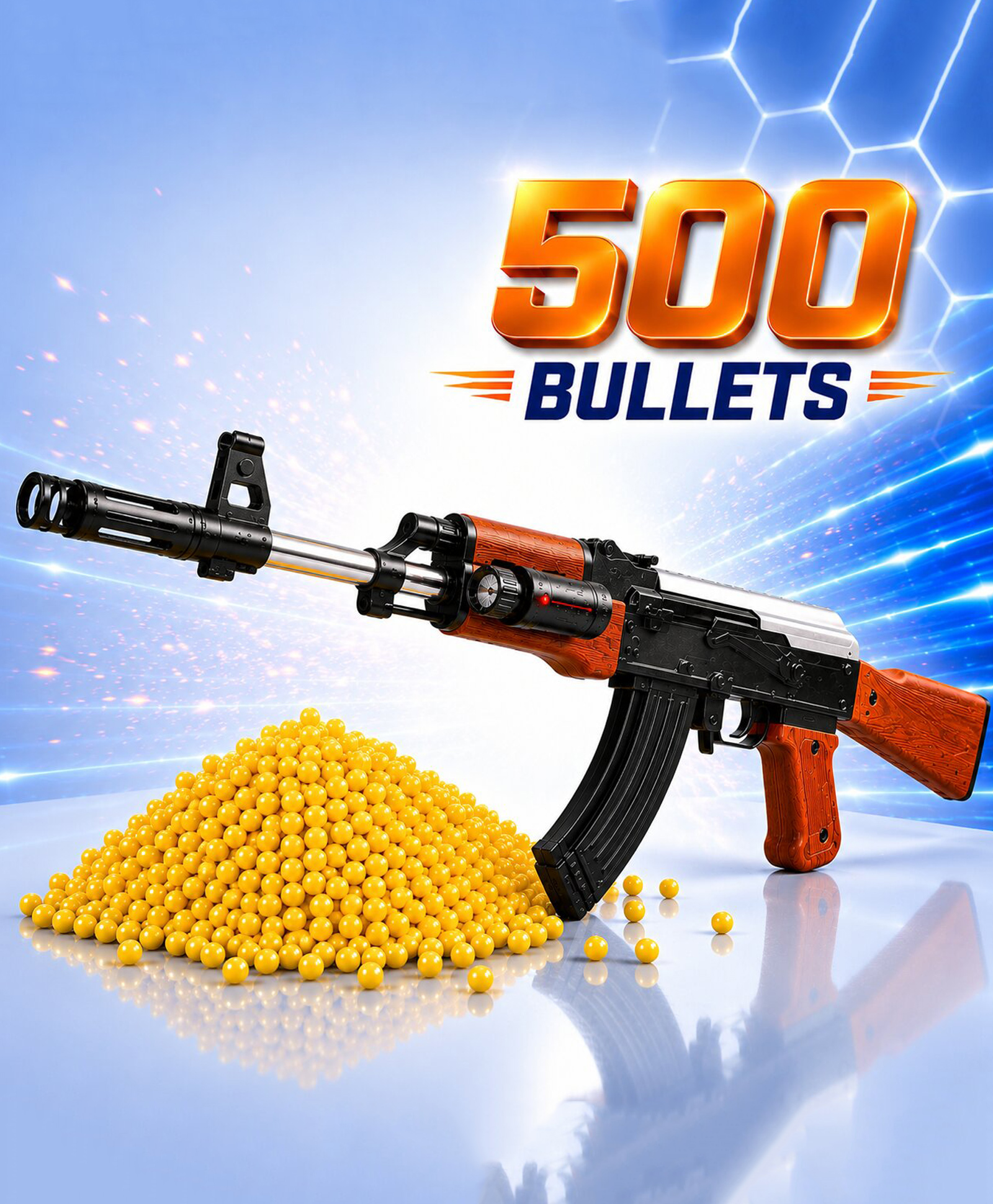 NHR AK47 Toy & Shooting Weapon for Kids with Laser Light and 500 Bullets, Sniper Guns/Rifle Guns/Machine Gun Toy (Black)-image-37