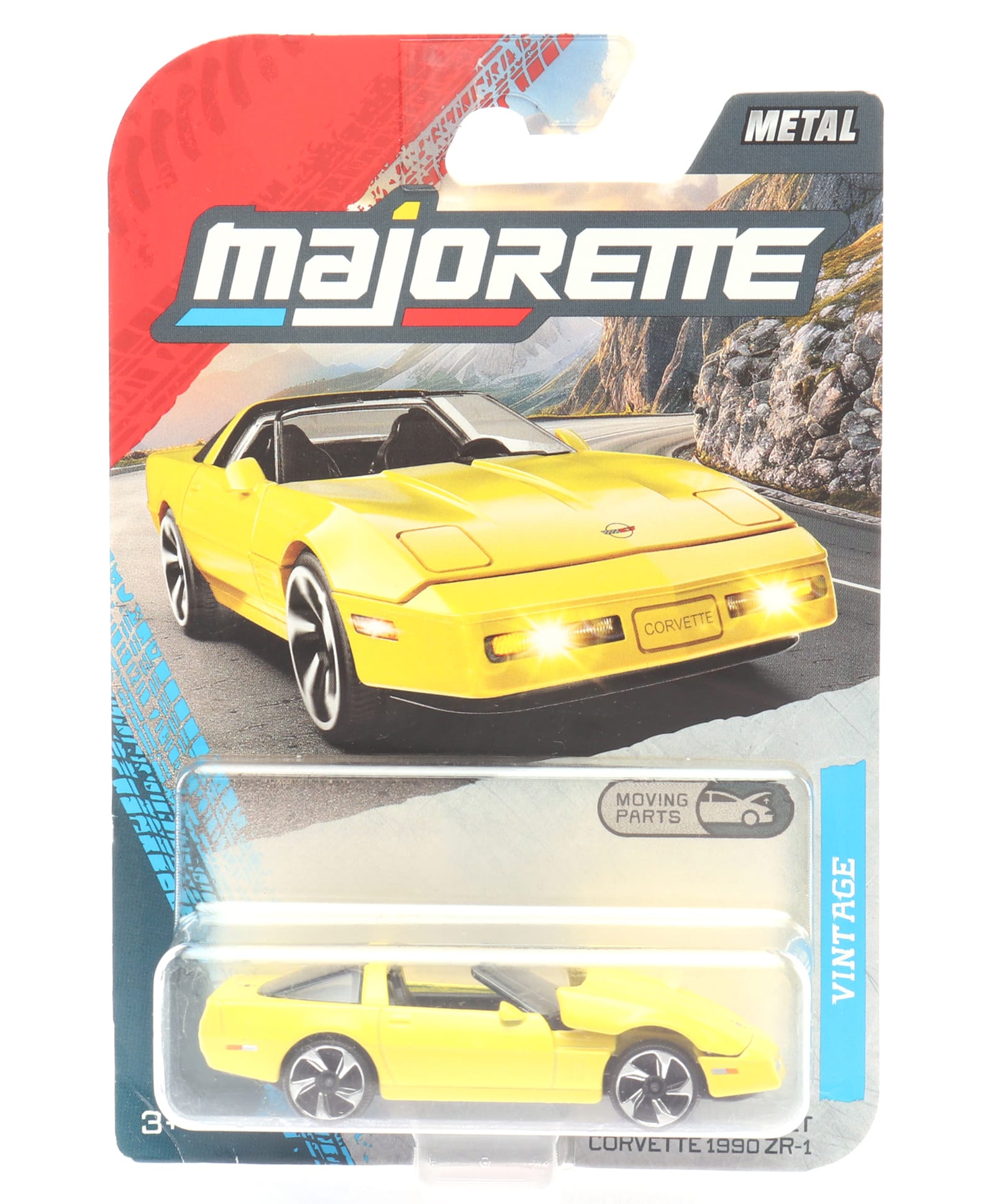 Majorette Chevrolet Covette 1990 ZR 1 Vintage Premium Die Cast Free Wheel Moving Car - Yellow-picture-1