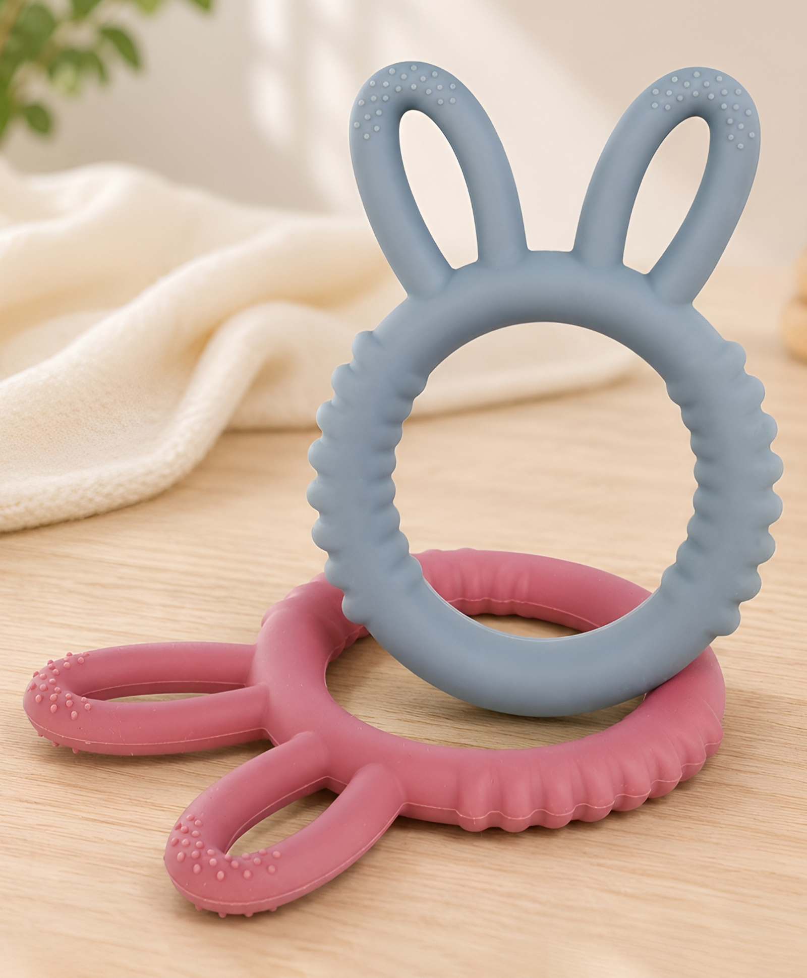 COZY VIBES Bunny Ears Teethers for Baby Teething Rings - Silicone Baby Teething Toys - 0 6 12 Month Old Girl and Boy Teether Toys - Cute Bunny Gifts for Newborns - PACK OF 1 - COLOR MAY VARY-image-47