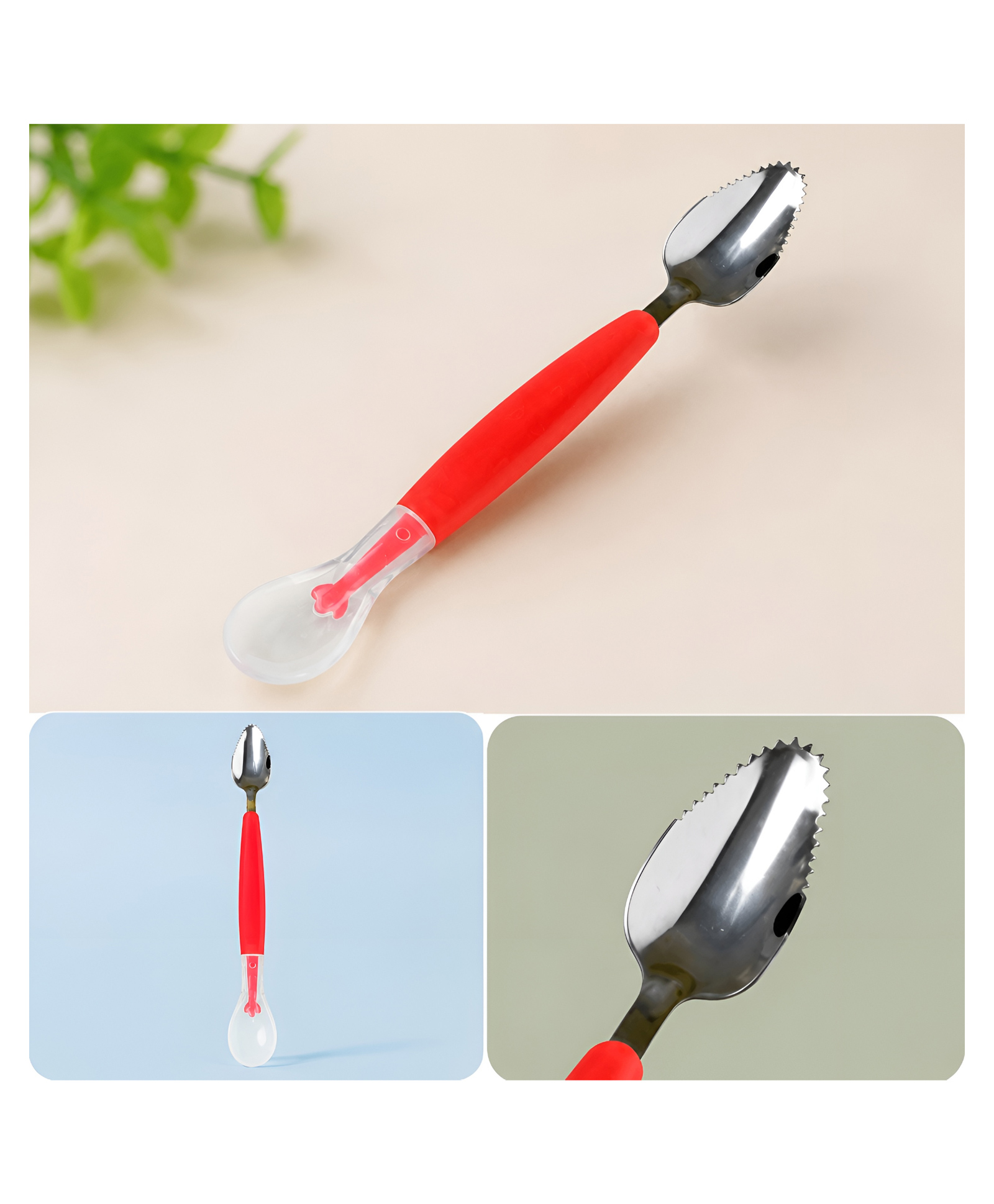 COZY VIBES Double Head Baby Silicone Food Spoon Fruit Scraping Mud, Feeding and Training Utensil for Infants, Baby Led (2 in 1 Spoon) - PACK OF 1 - COLOR MAY VARY-image-29