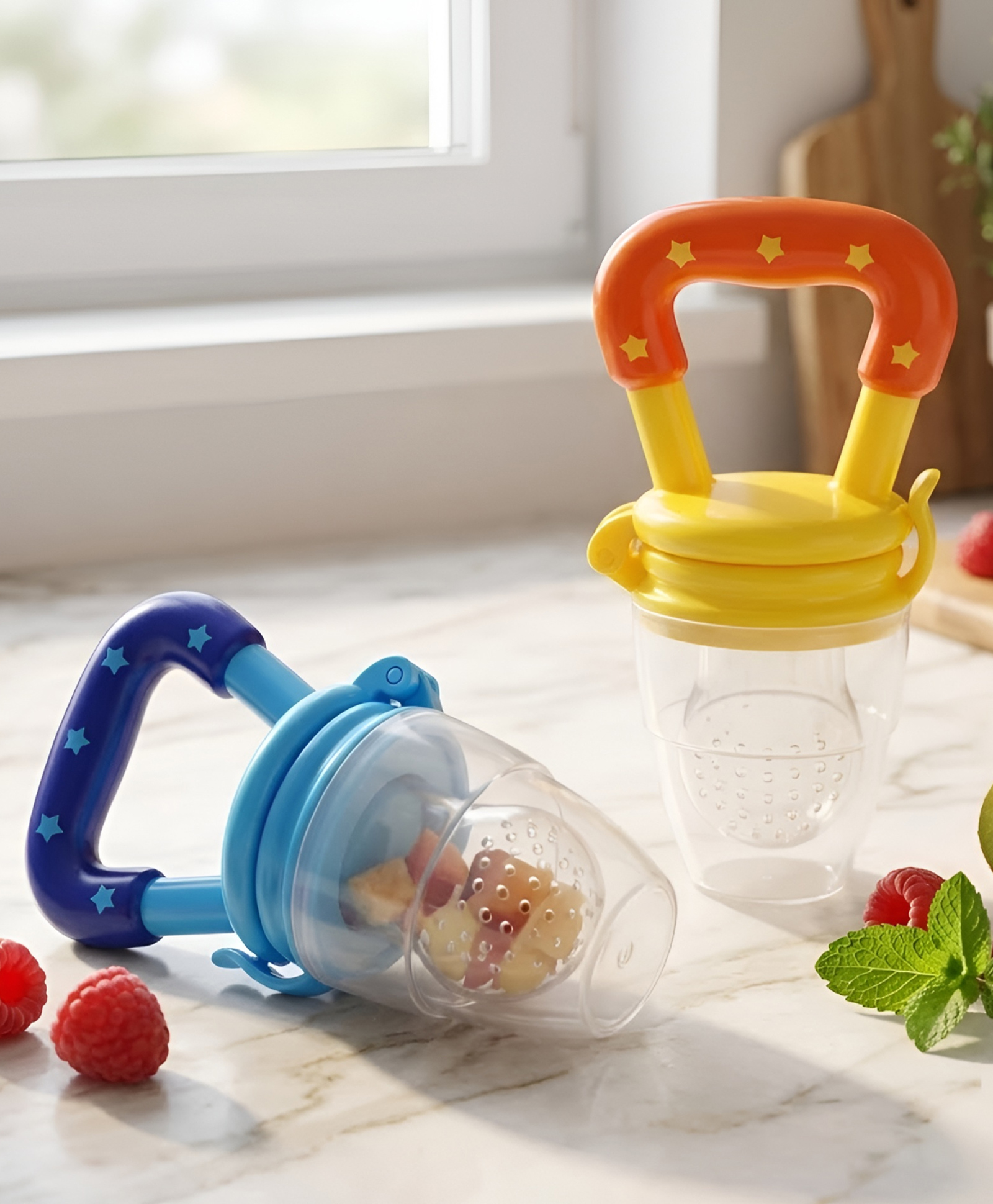 COZY VIBES aby Fruit Feeder Pacifier Soft Silicone Food Nibbler for Teething Babies | Safe BPA-Free Fresh Fruit & Food Feeder | Baby Self-Feeding Teether - PACK OF 1 - COLOR MAY VARY-image-41