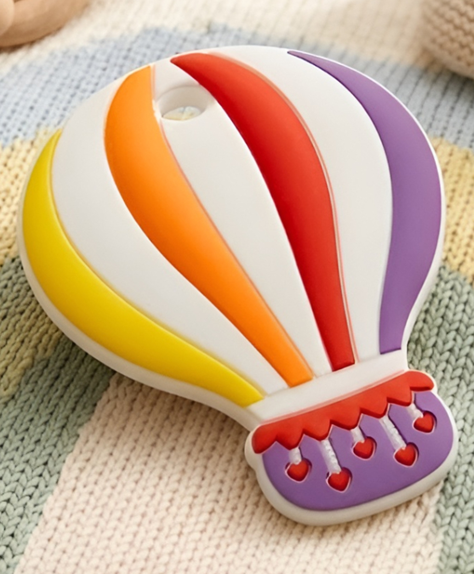 COZY VIBES Hot Air Balloon Teether Teething Toy for Infants and Babies, 100% Food Grade Silicone - PACK OF 1 - COLOR MAY VARY-picture-19