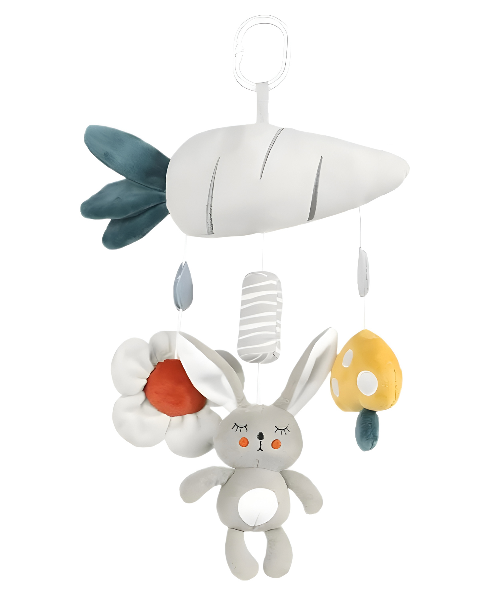 NEGOCIO Animal Plush Baby Toys for Animal Stuffed Crib Mobile Toy - Low Saturation Color, Squeaky Device, Hanging Soothing Toy for Stroller - PACK OF 1 - COLOR MAY VARY-image-1