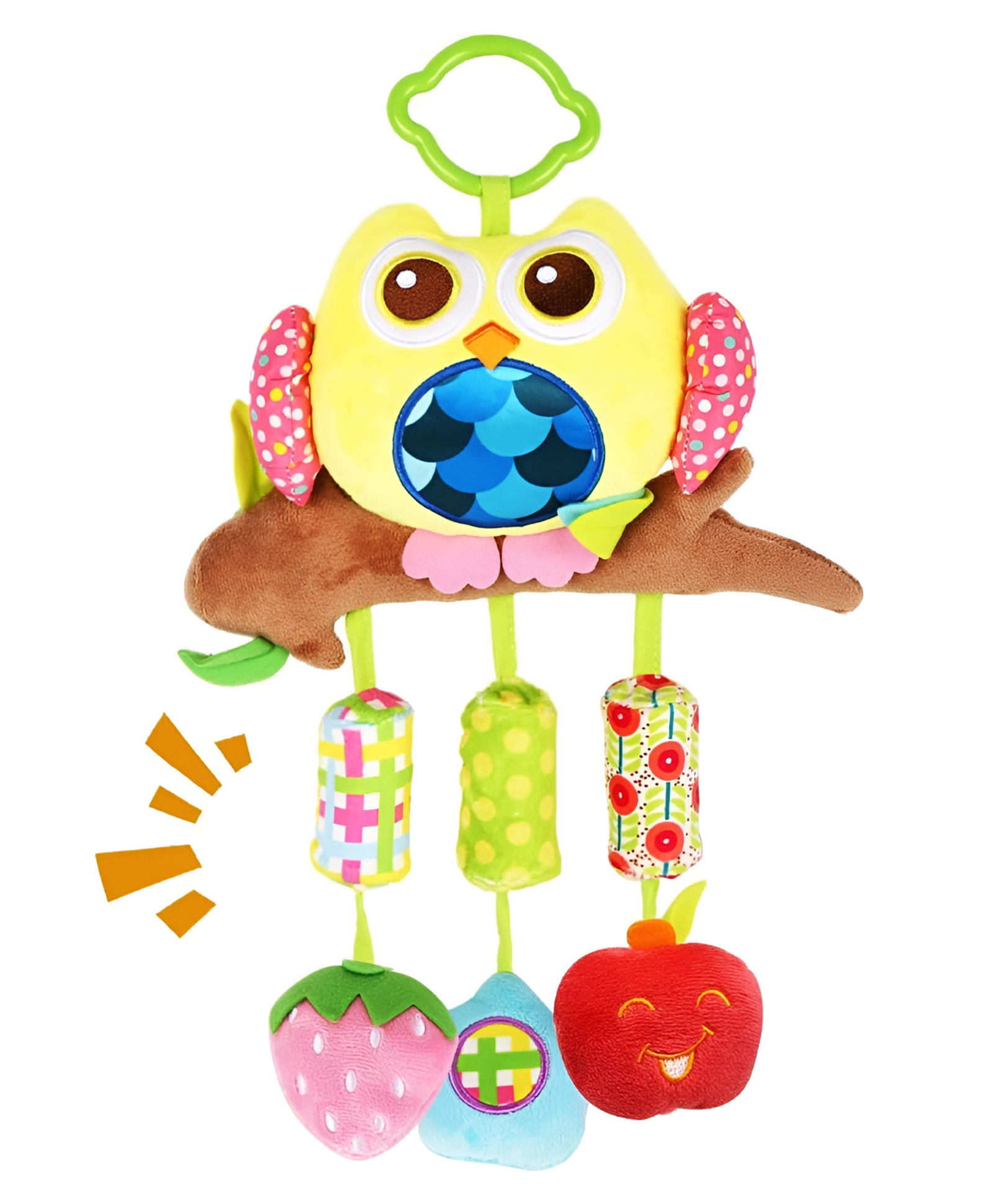 NEGOCIO Hanging Plush Animal & Bird Toy with Rattles and Stuffed Plush Toy Pendants, Soft Crib Stroller Car Seat Sensory Toys for New Born Baby - PACK OF 1 - COLOR MAY VARY-image-31