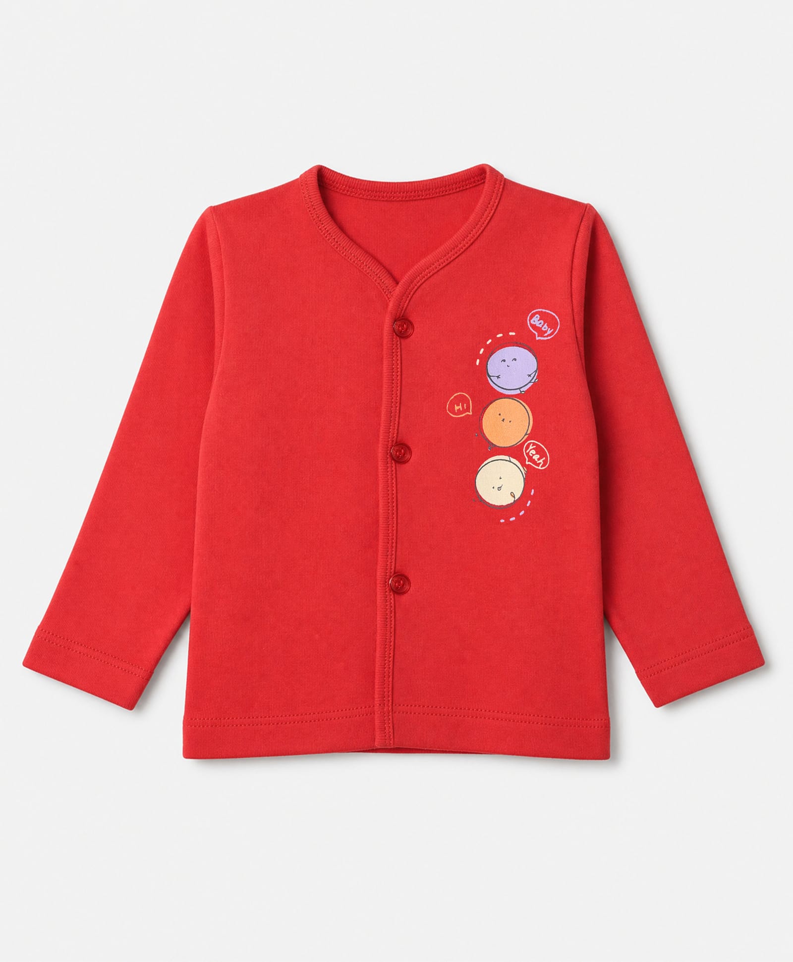 Tango Interlock Knit Full Sleeves Solid Jhablas With Cartoon Print Pack of 3 - Red-picture-30