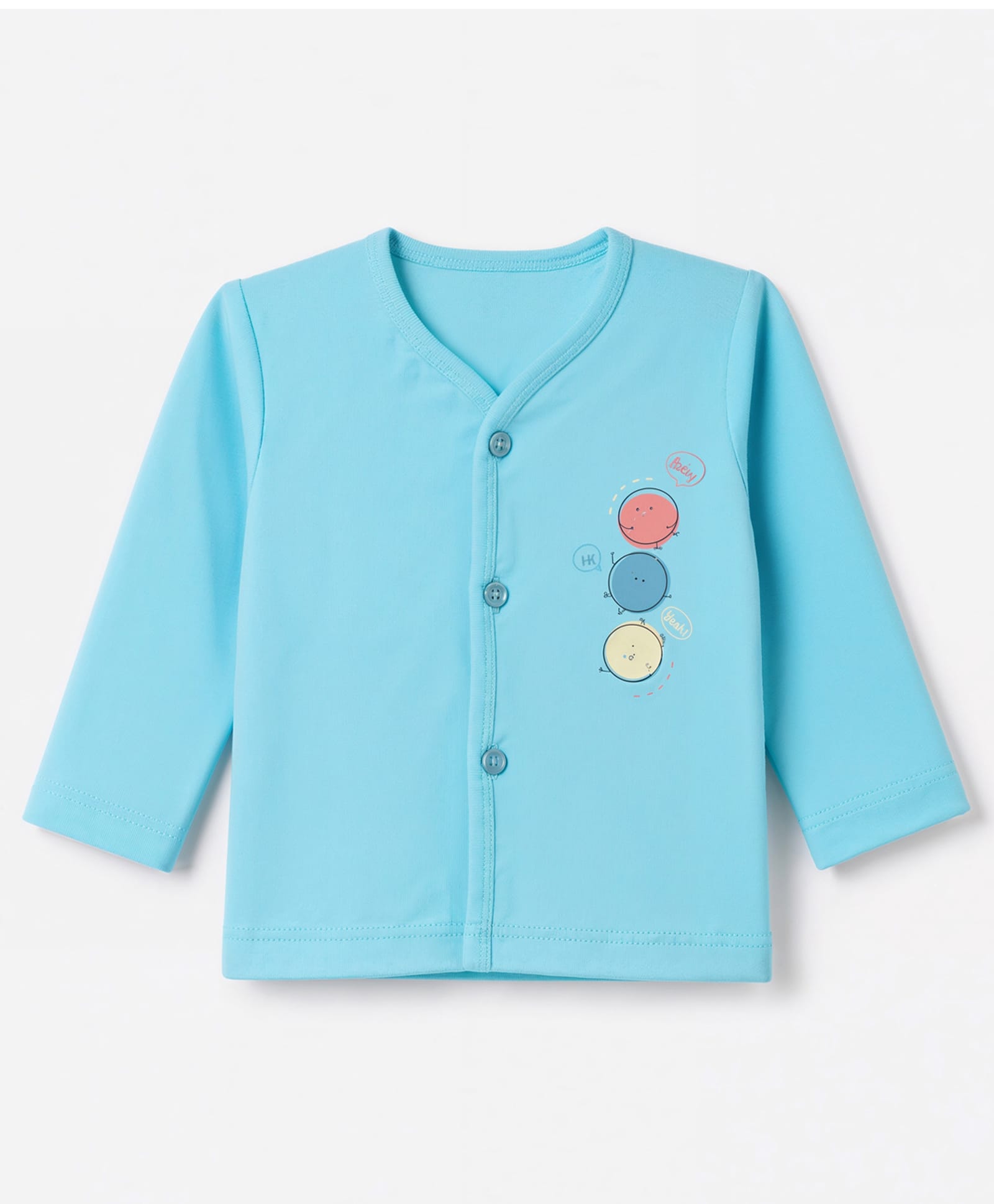 Tango Interlock Knit Full Sleeves Solid Jhablas With Cartoon Print Pack of 3 - Blue-picture-1