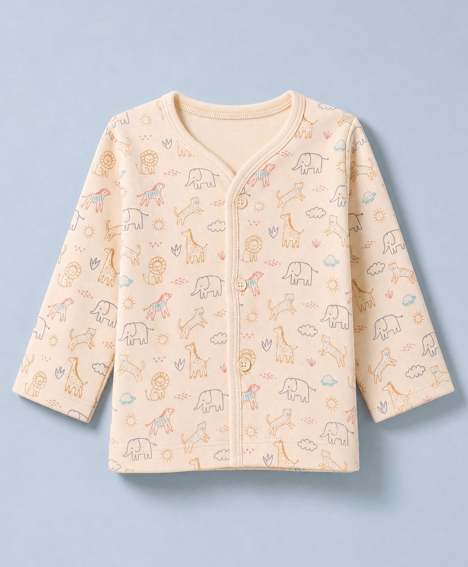 Tango Interlock Knit Full Sleeves Jhablas With Animal Print - Peach-picture-23