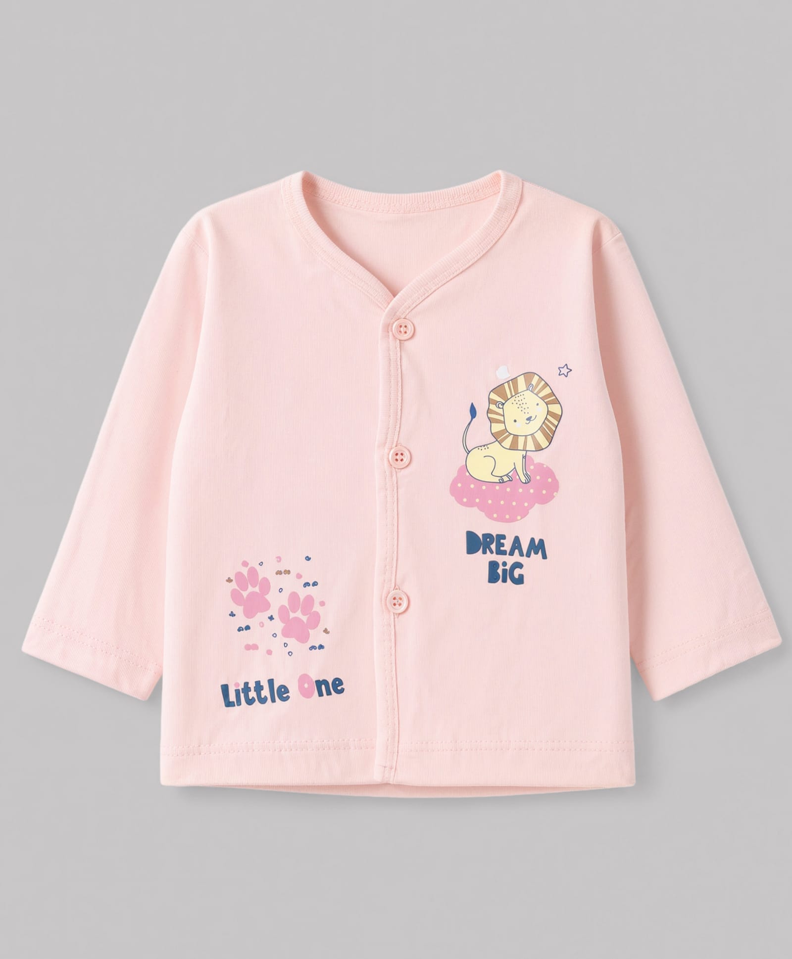 Tango Interlock Knit Full Sleeves Solid Jhablas With Cartoon Lion & Paw Print - Pink-picture-24
