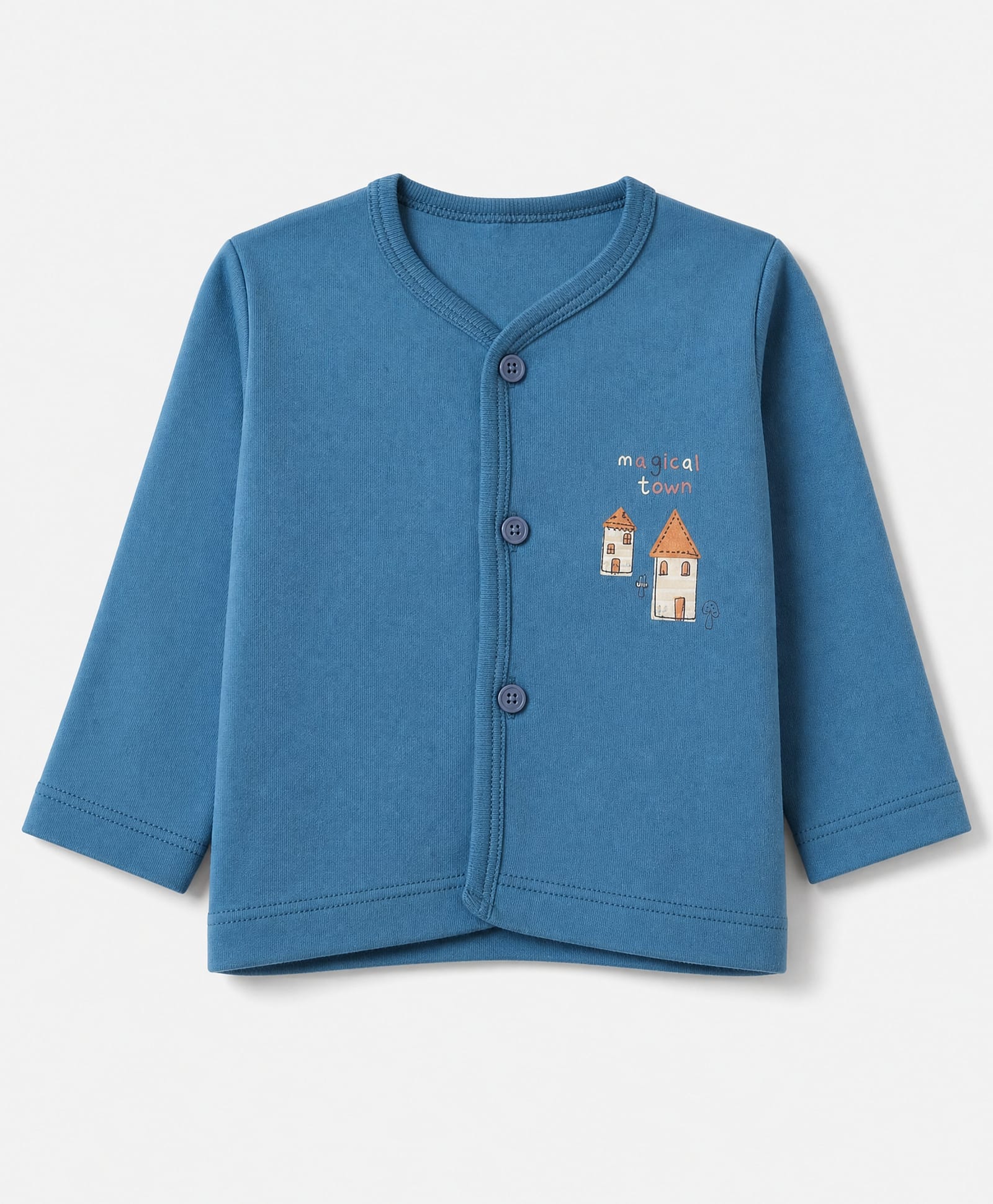 Tango Interlock Knit Full Sleeves Solid Jhablas With Home Print - Blue-picture-37