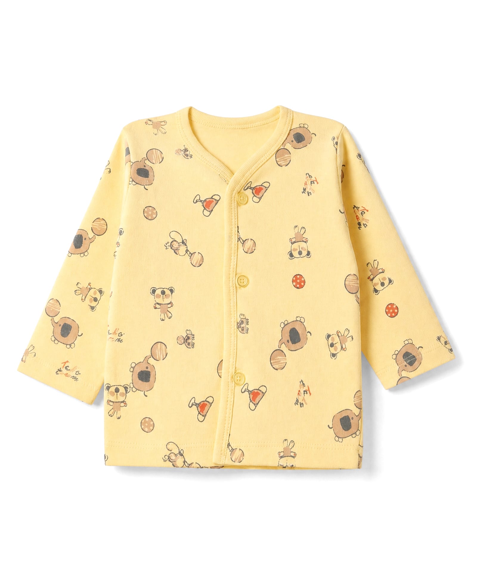 Tango Interlock Knit Full Sleeves Jhablas With Playful Bear Print - Yellow-picture-0
