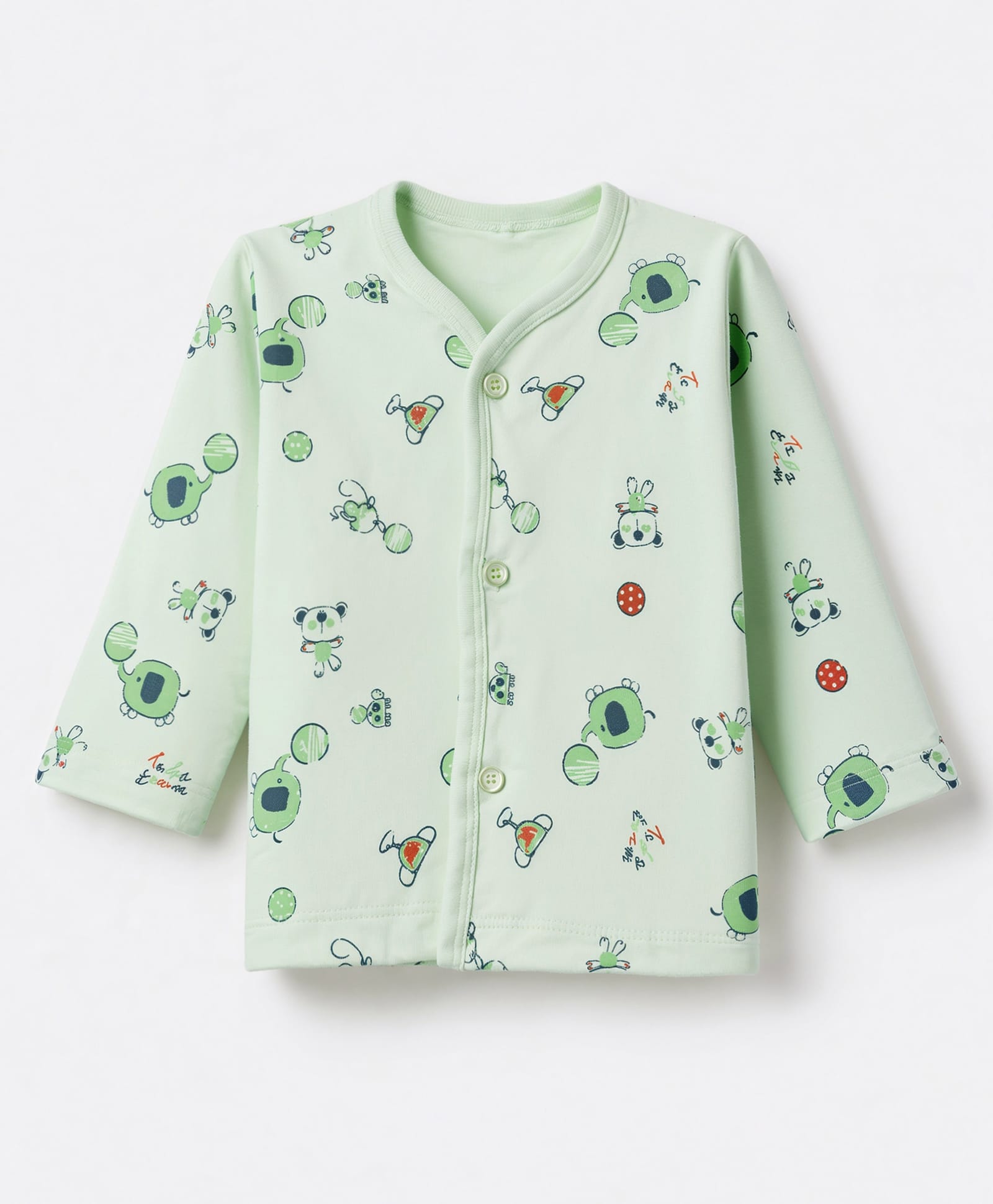 Tango Interlock Knit Full Sleeves Jhablas With Playful Bear Print - Green-picture-22