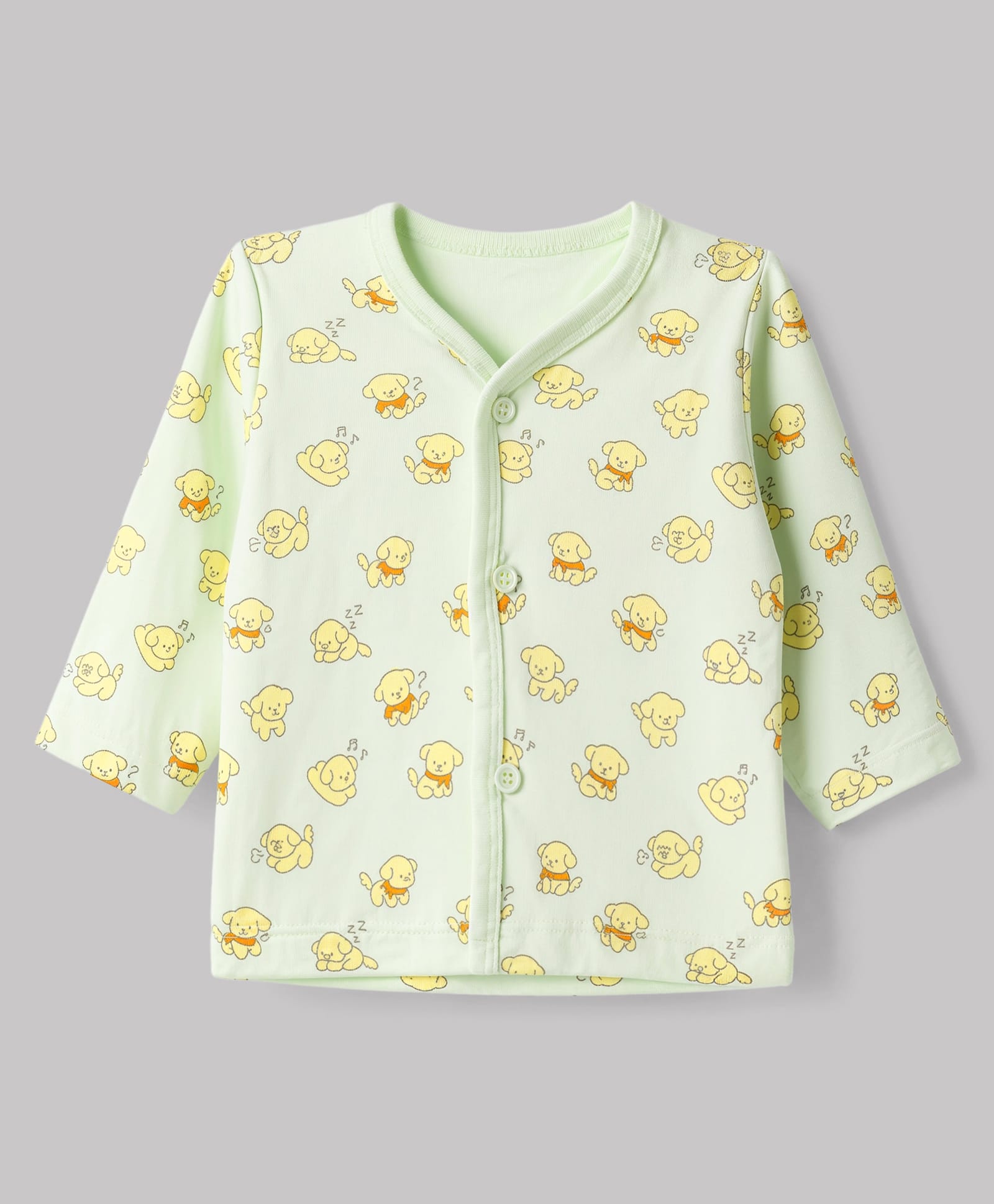 Tango Interlock Knit Full Sleeves Solid Jhablas With Puppy Print - Green-picture-28