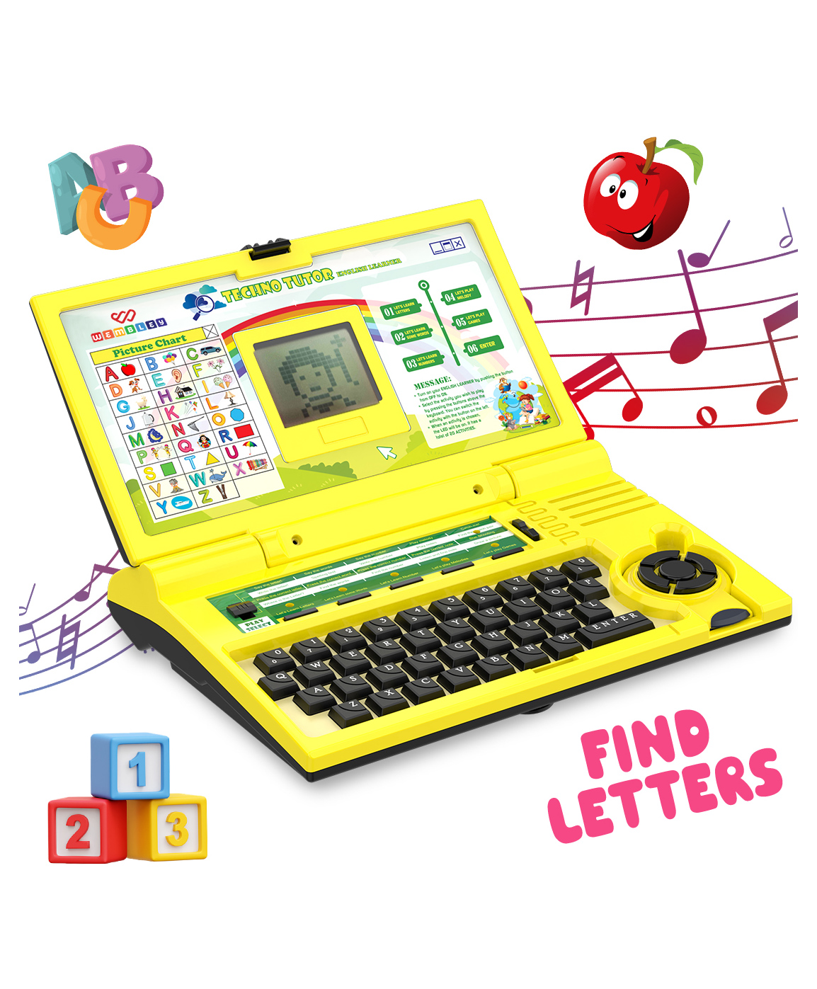 Wembley Kids Learning Laptop Educational Toy with Alphabet Maths Music & Memory Games - Yellow-image-25