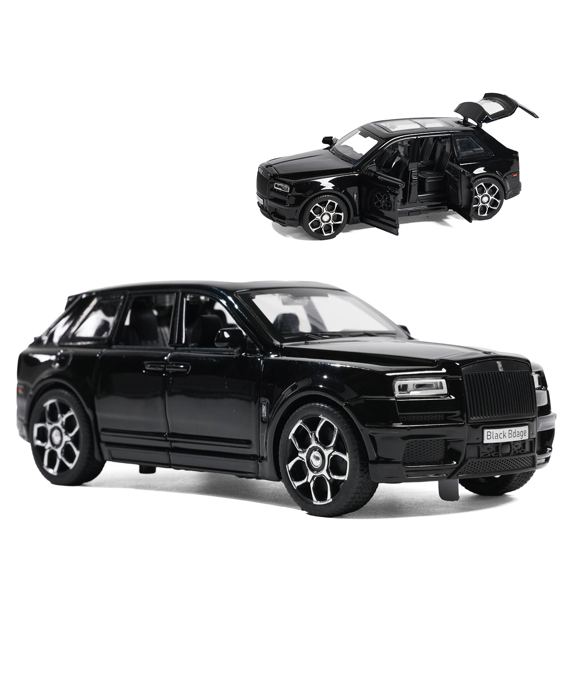 Wembley Die Cast Rolls Royce Car Toy 1:32 Scale Metal Model Car with Openable Doors Light & Engine Sound- Black-image-2