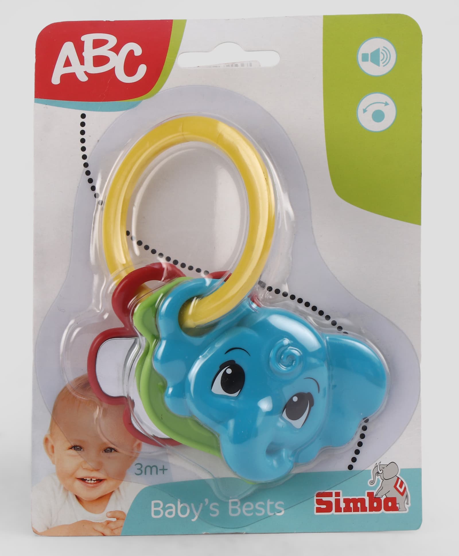 ABC Elephant Ring Rattle, Teether Set, for Babies With Easy Grip Ring - Blue-picture-6