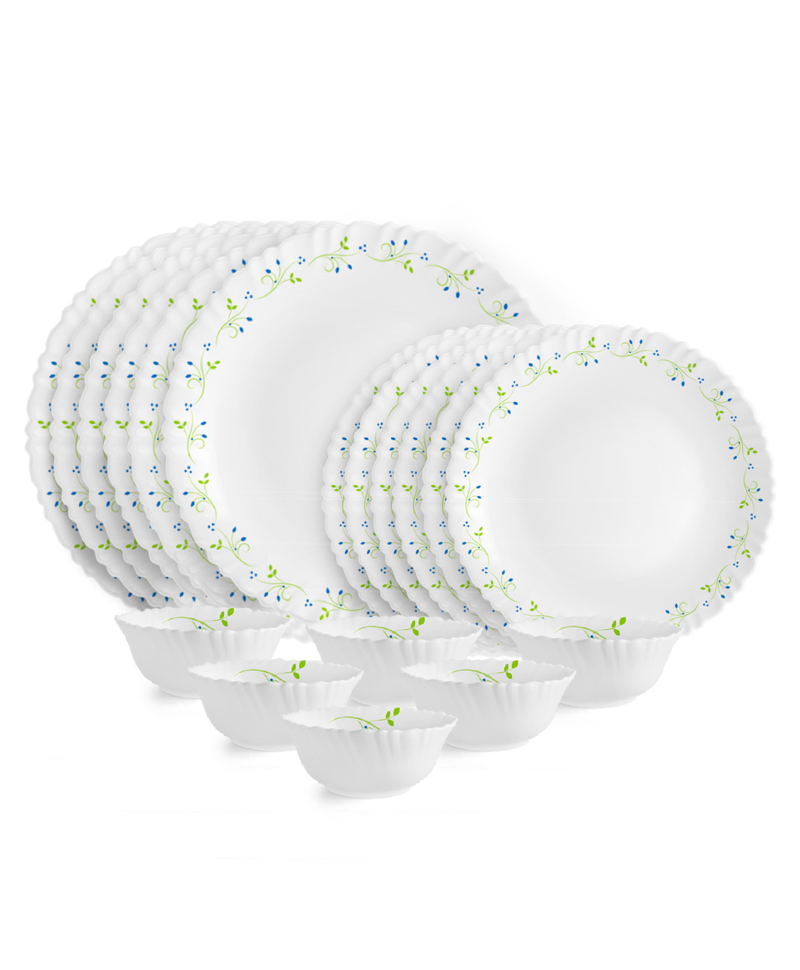 Cello Opalware Dazzle Series Tropical Lagoon Dinner Set Opal Glass Crockery Set 18 Pcs - White-picture-15