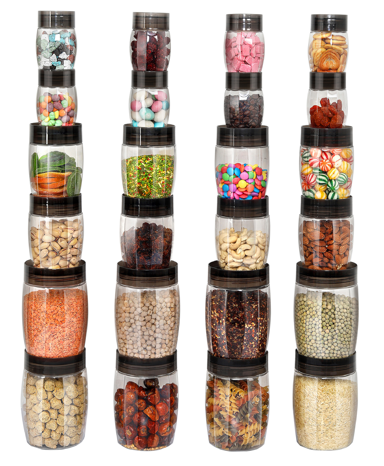 Cello Clario Kitchen Storage Container Set of 24 Pcs, 2150ml Airtight Stackable Food Storage Canister Set- Brown-image-4