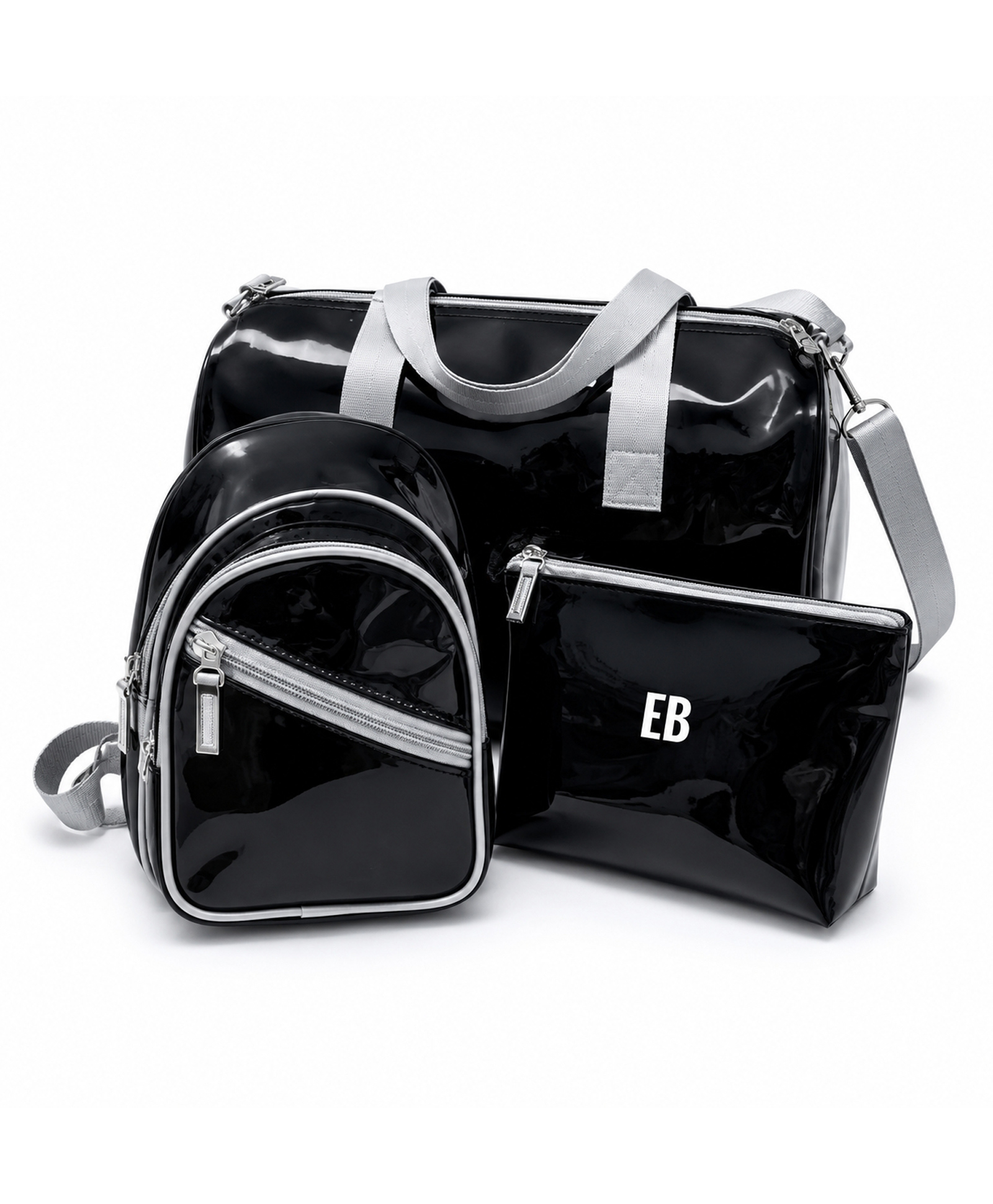 Echo Boomers Charcoal Black PVC Jelly Bag Combo Set of 3 Duffle, Crossbody Bag & Pouch, Waterproof-image-6