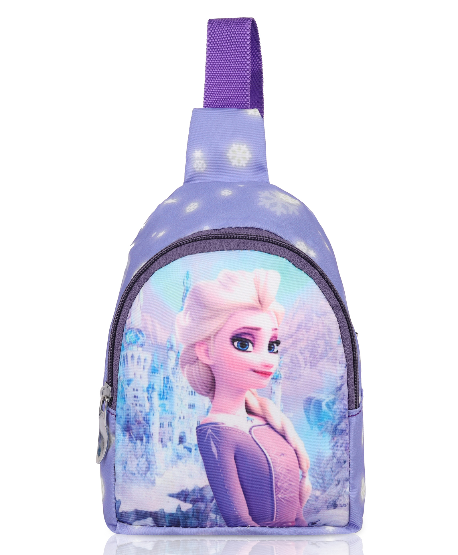 Echoboomers 6 Inches Frozen Theme Printed Daypack Cross Body Sling Shoulder Chest bag for Casual, Picnic, Tuition, School, Travel For Girls Kids, Stylish, Waterproof, Lightweight (Purple)-image-37