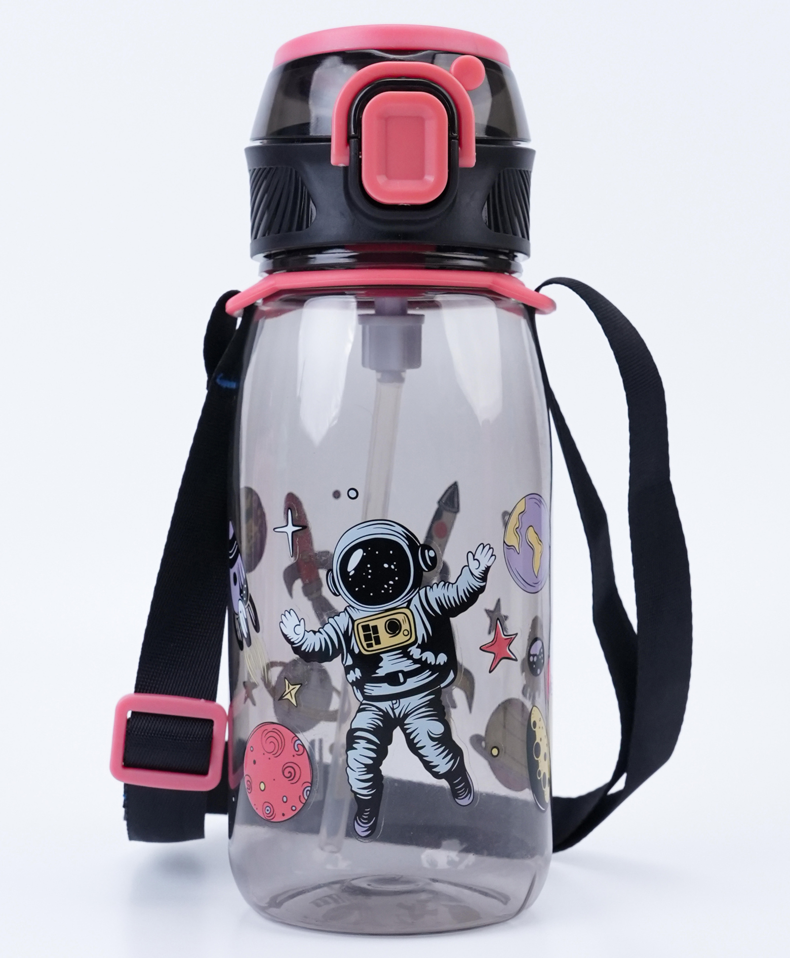 QIPS Kids Tritan Sipper Bottle 650ml BPA Free Bottle with Dual Lock Lid Silicone Straw & Carry Strap - Black-picture-30