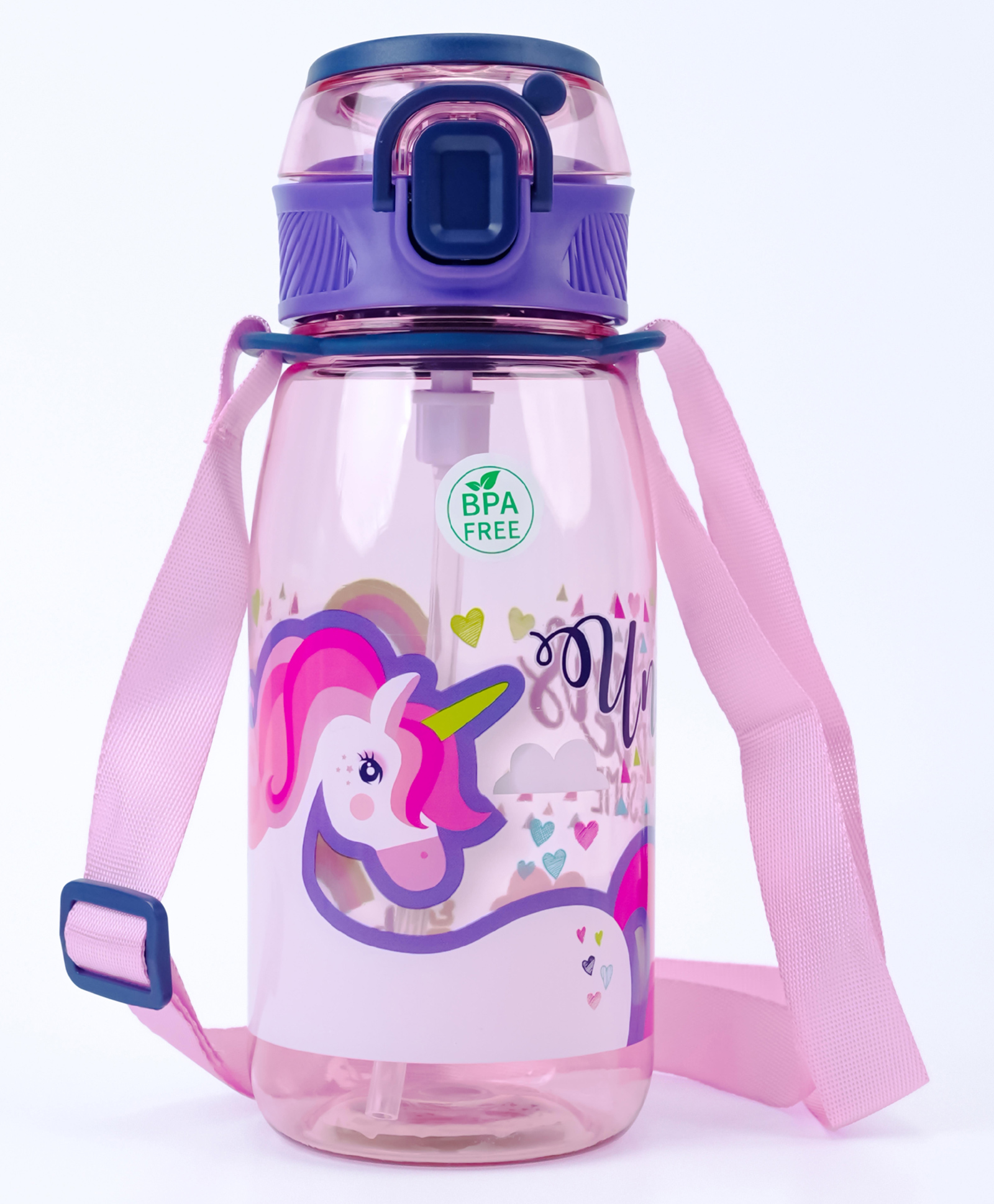 QIPS Kids 650 ml Tritan Sipper Bottle with Dual Lock Lid, Silicone Straw & Carry Strap - Pink-picture-32