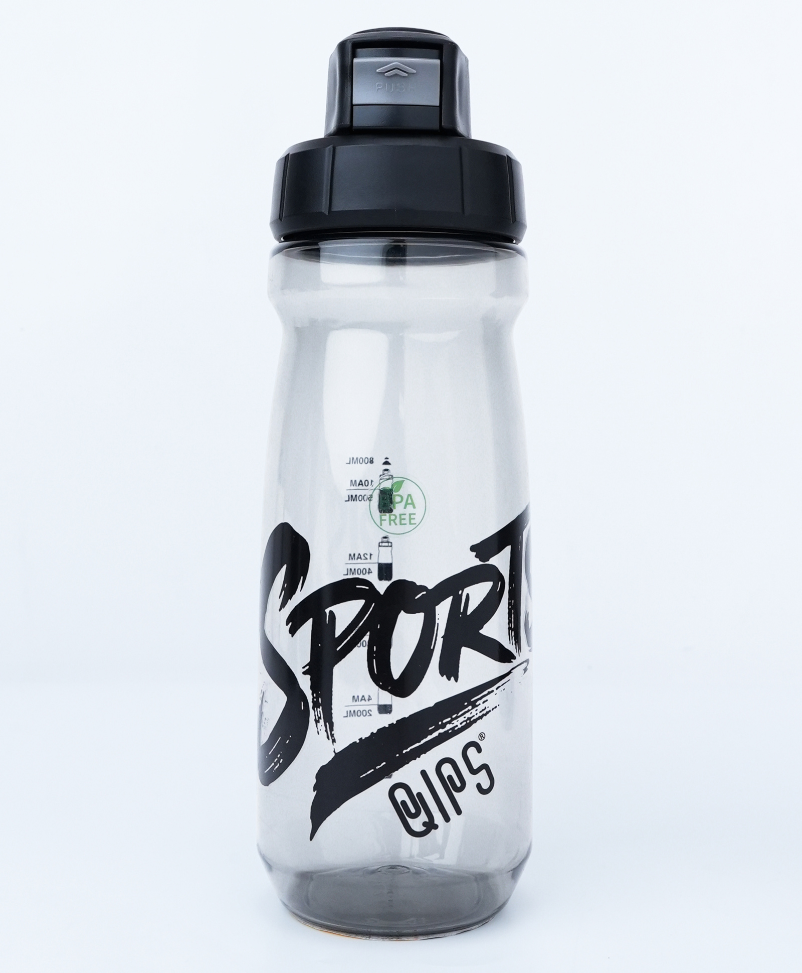 QIPS 800ml Tritan Sports Bottle with Flip Lid Hydration Tracker & Leak- Resistant Design- Black-picture-19