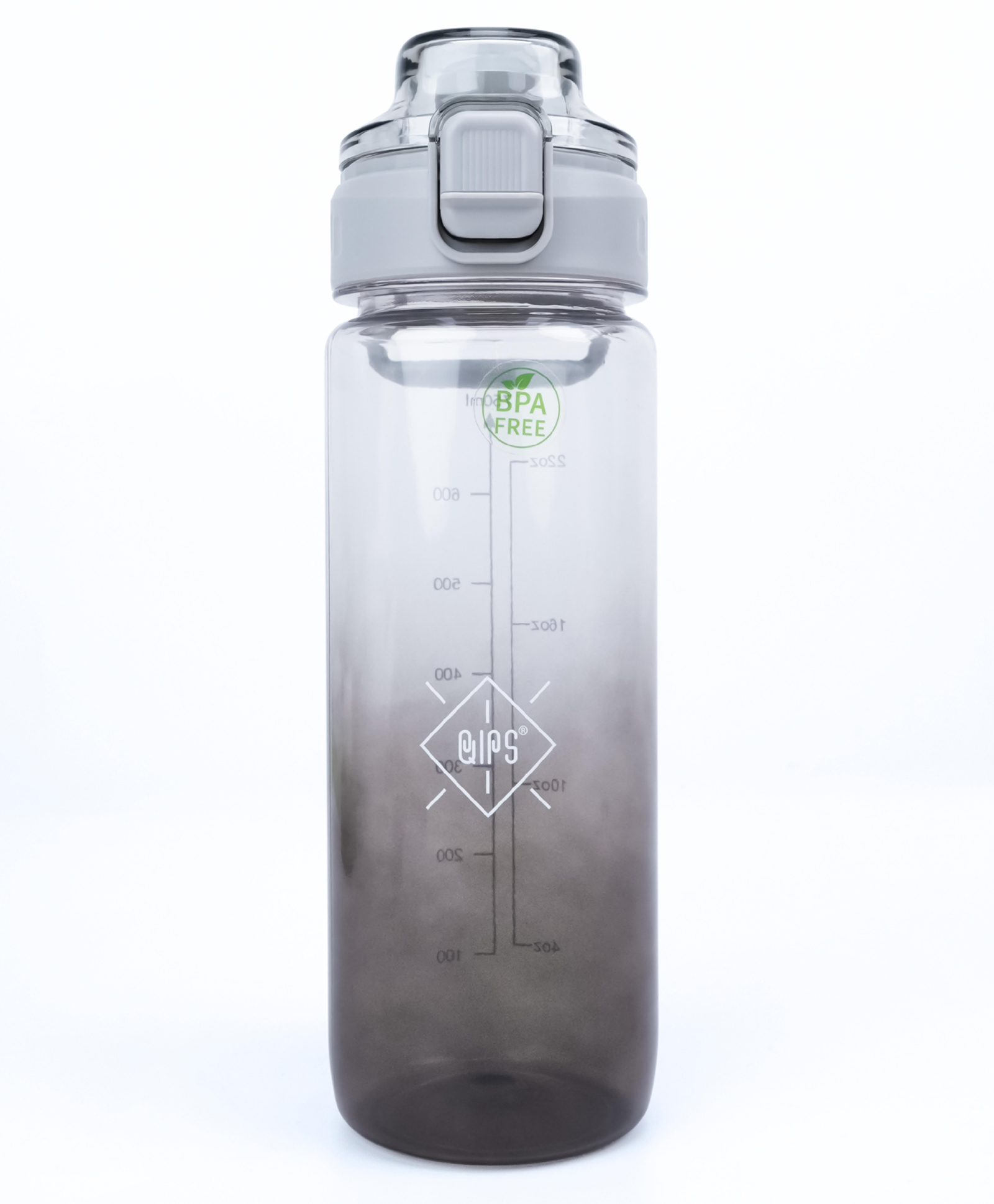 QIPS Tritan 750 ml Sipper Bottle with Push Button Lock Lid Sipper Spout & Hydration Tracker- Smoke Grey-picture-12
