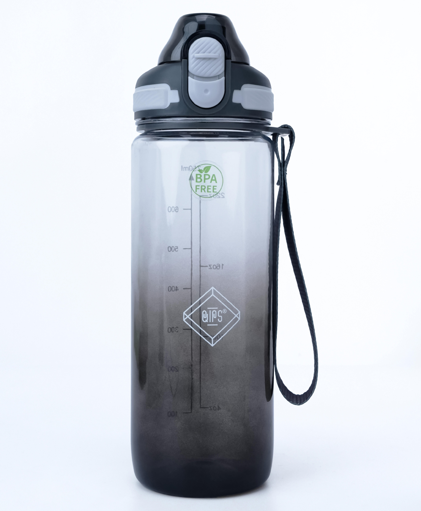 QIPS 750 ml Tritan Sipper Bottle with Push Button Lock Lid Sipper Spout & Hydration Tracker - Matte Black-image-18