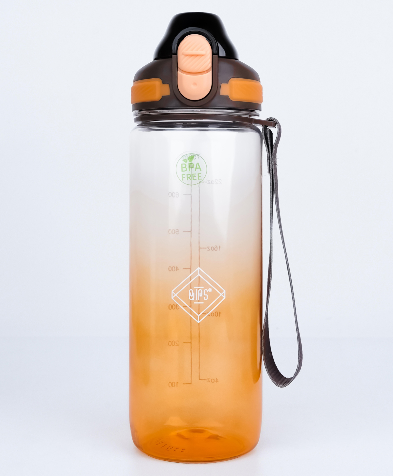 QIPS Tritan 750 ml Sipper Bottle with BPA Free Material Push Button Lock Lid & Hydration Tracker- Amber Orange-image-17