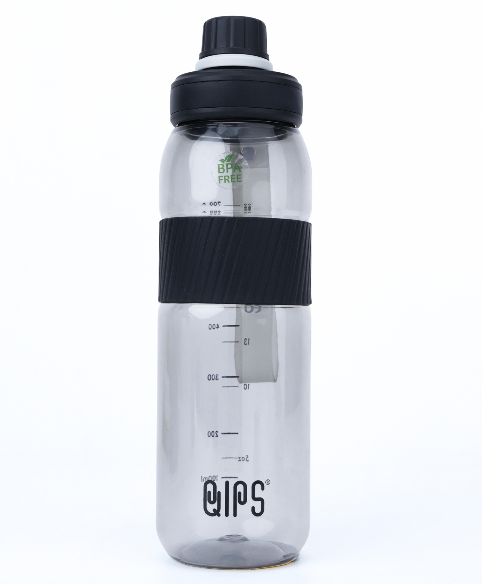 QIPS Tritan 750 ml Water Bottle BPA Free Sports Bottle with Screw Cap Silicone Grip & Hydration Tracker Wide Mouth-picture-22