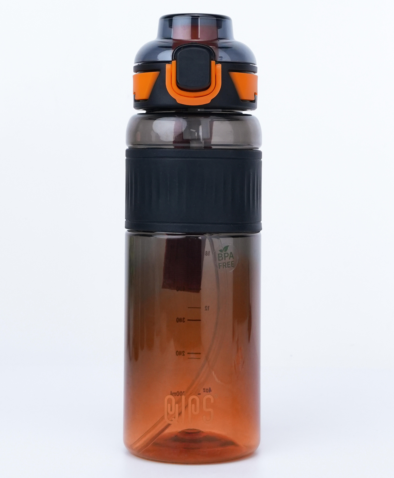 QIPS Tritan Sipper Bottle 1 Litre BPA Free Bottle with Push Button Lock Lid Silicone Straw & Grip Band - Black Amber-image-22