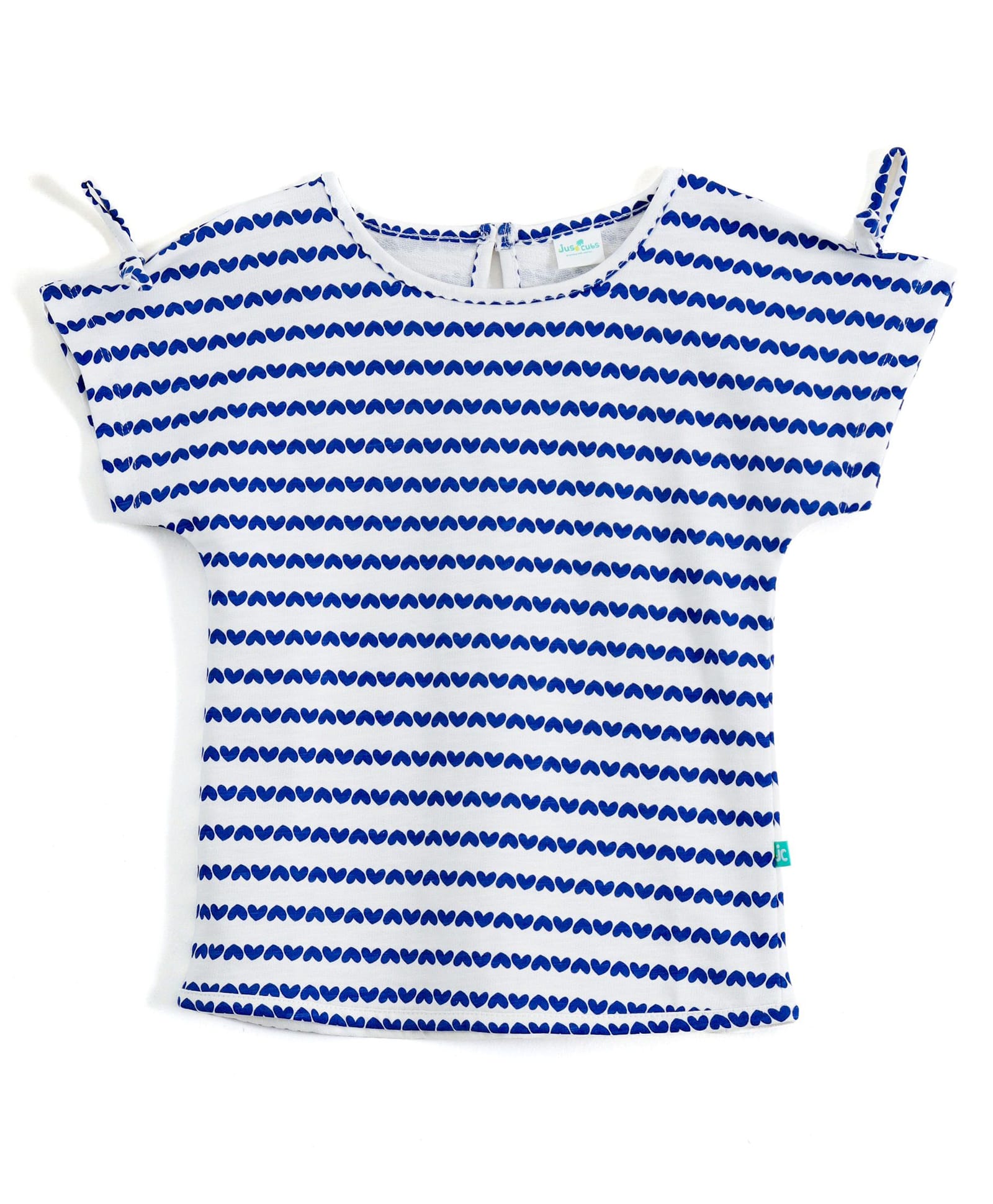 JusCubs Cotton Knit Half Sleeves Hearts Printed Top - White-picture-31